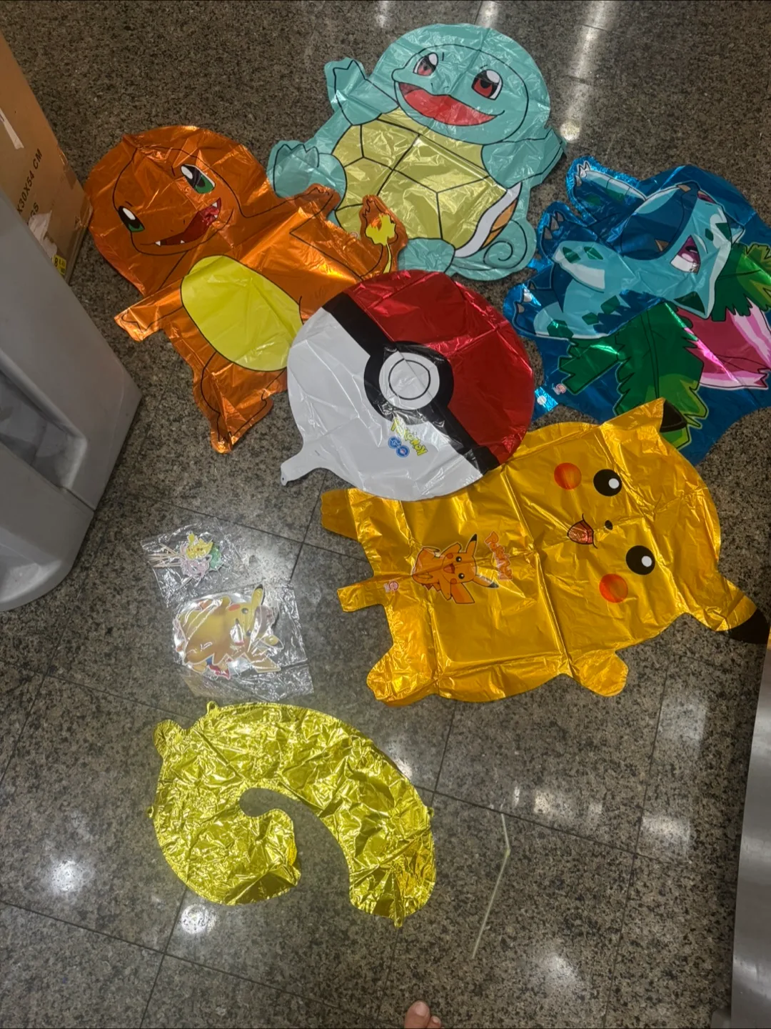 Pokemon Character Foil Balloons - Pikachu, Charmander, Squirtle thumbnail