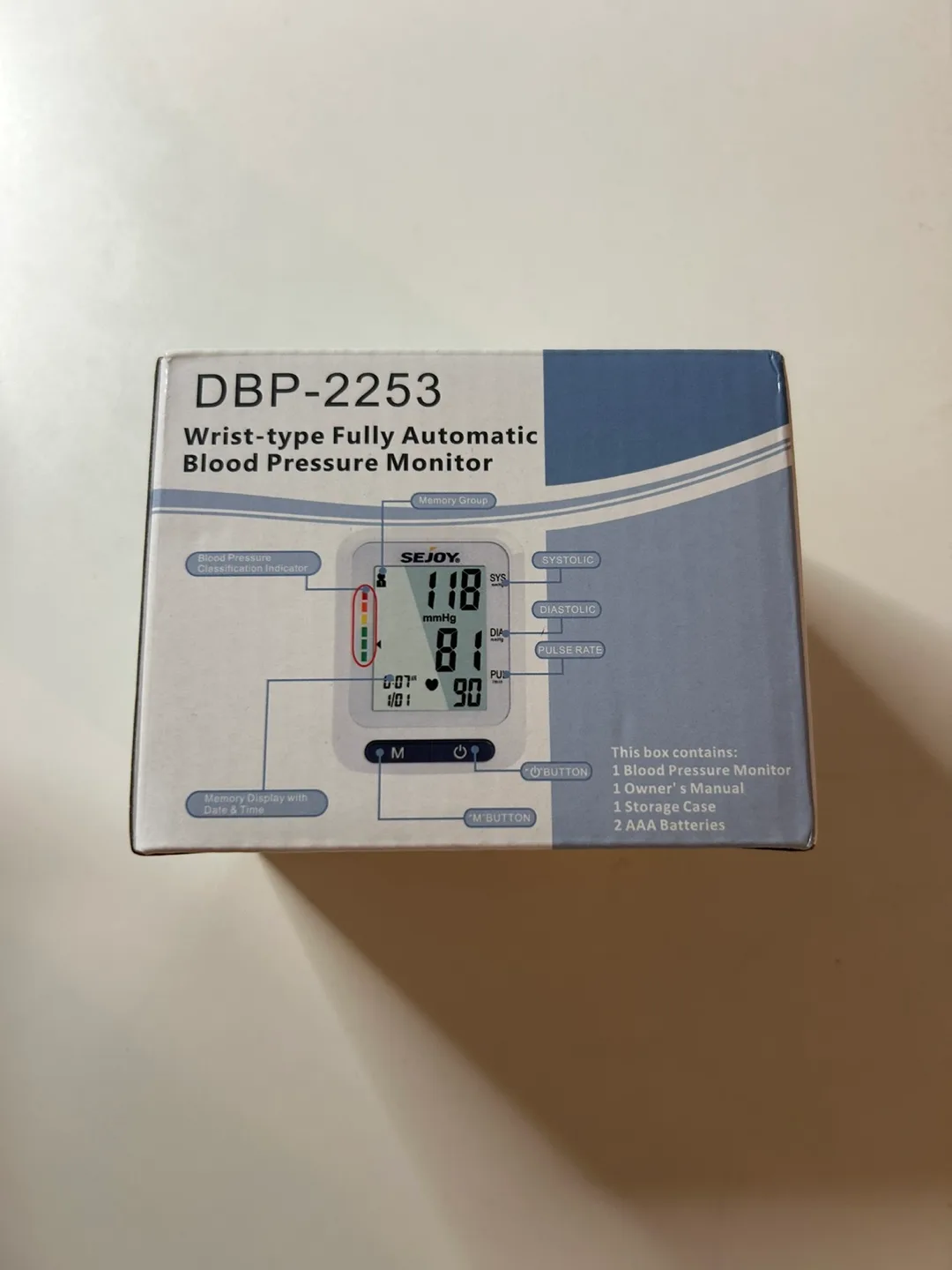 Sejoy DBP-2253 Wrist Blood Pressure Monitor - Like New! thumbnail