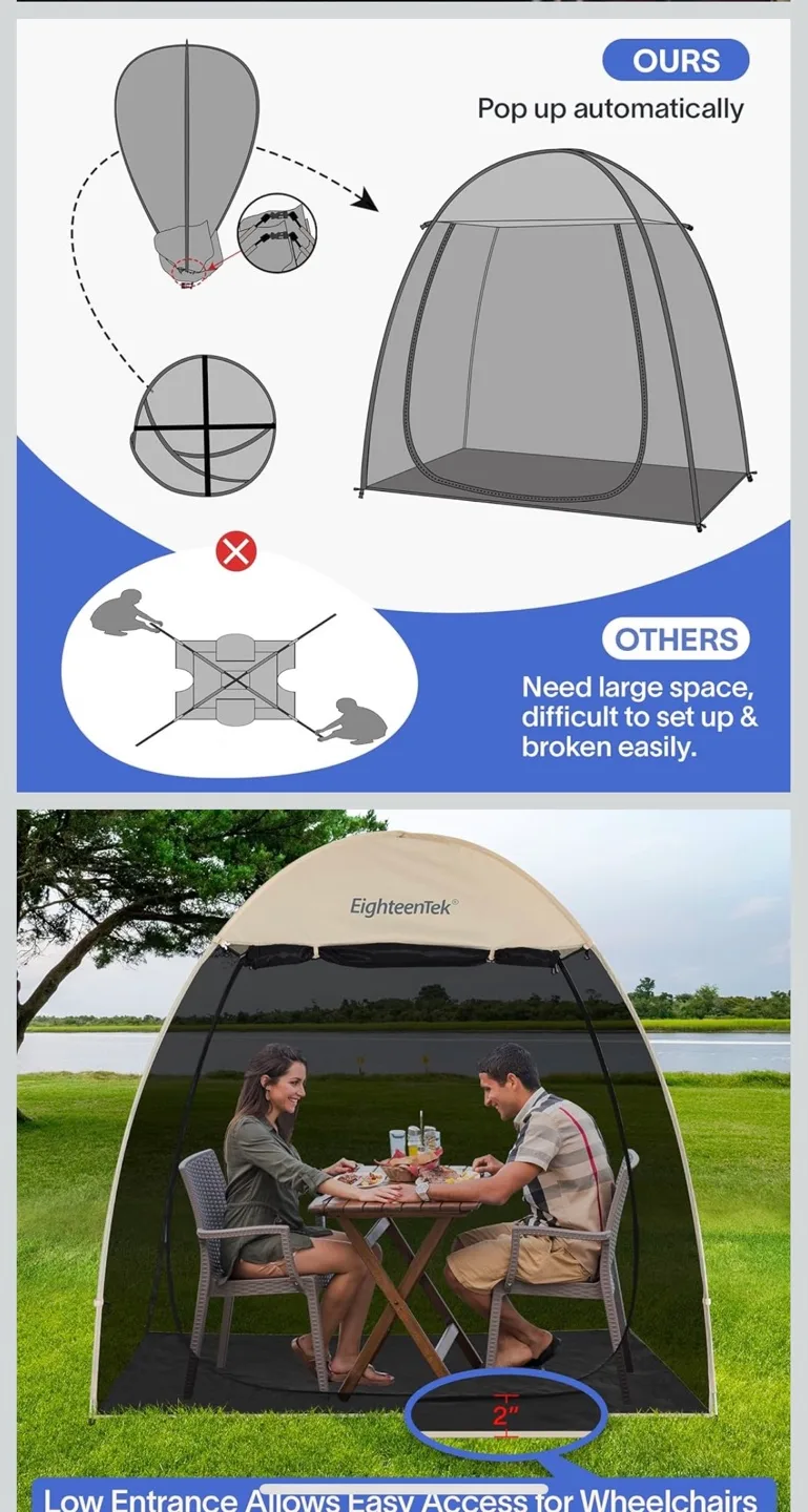 EighteenTek Pop Up Pod - Camping, Balcony, Backyard image indicator(3)