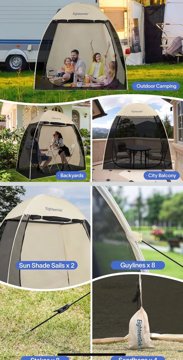 EighteenTek Pop Up Pod - Camping, Balcony, Backyard image indicator(4)