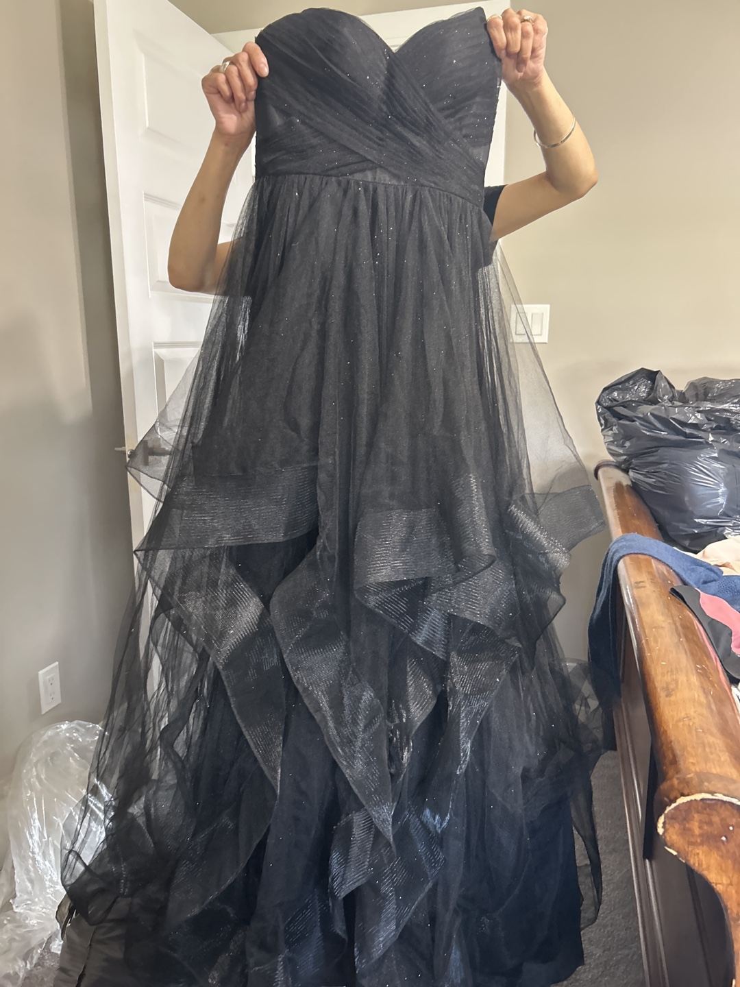 Black Tulle Evening Gown
