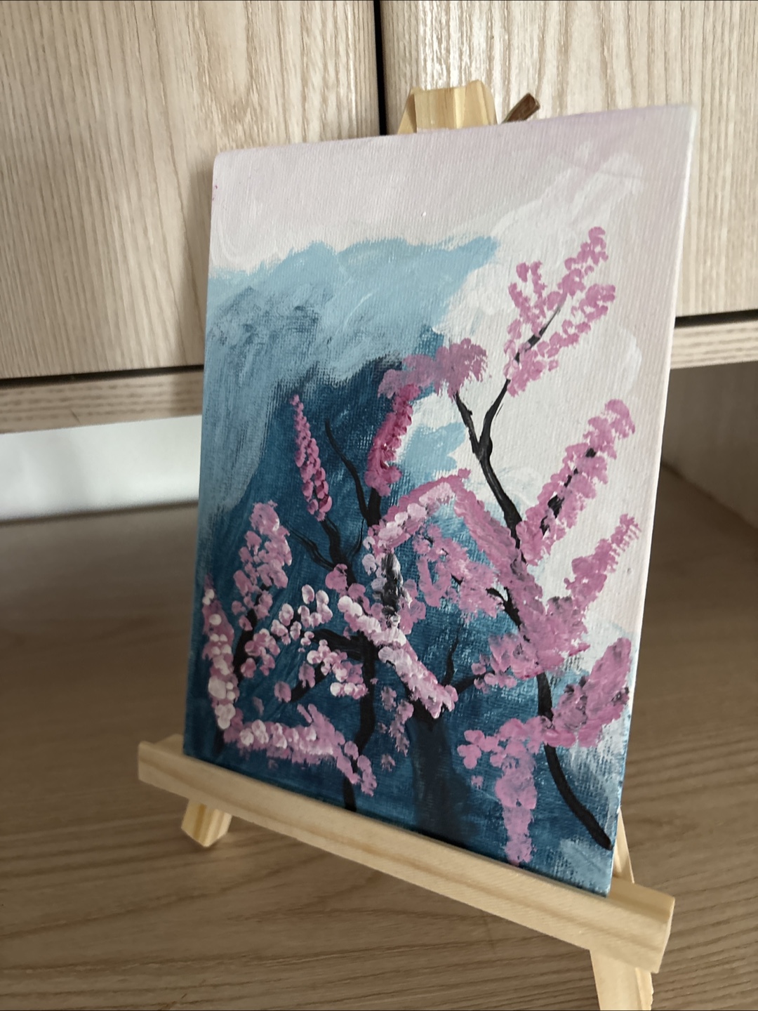 Hand-painted Cherry Blossom Canvas with Easel - photo 2