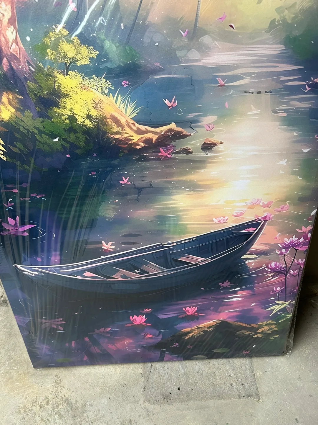Canoe Water  Serene Nature Canvas Wall Art (24”W x 48”H) image indicator(3)