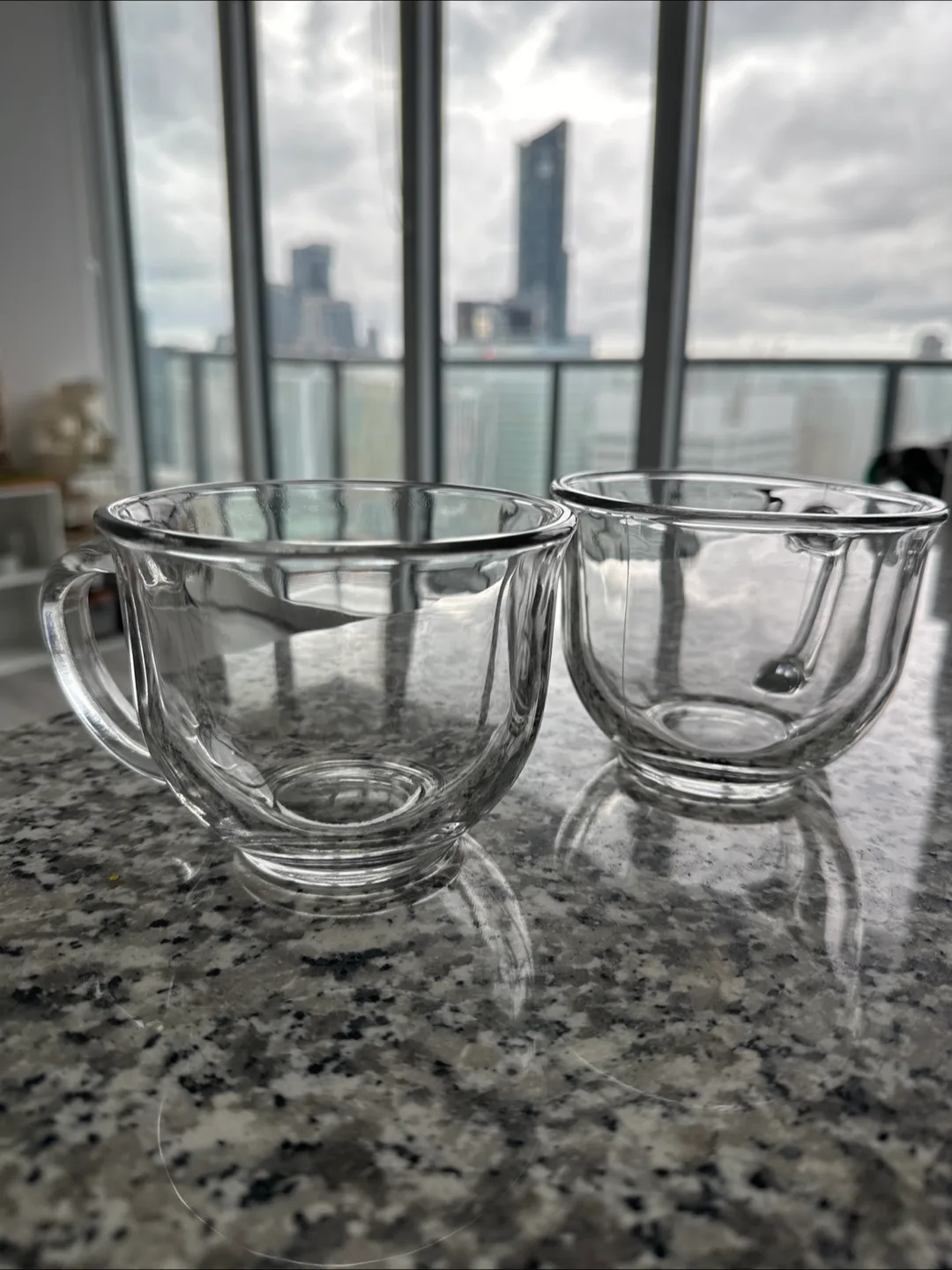 ‼️MOVING SALE‼️ Two Clear Glass Mugs thumbnail