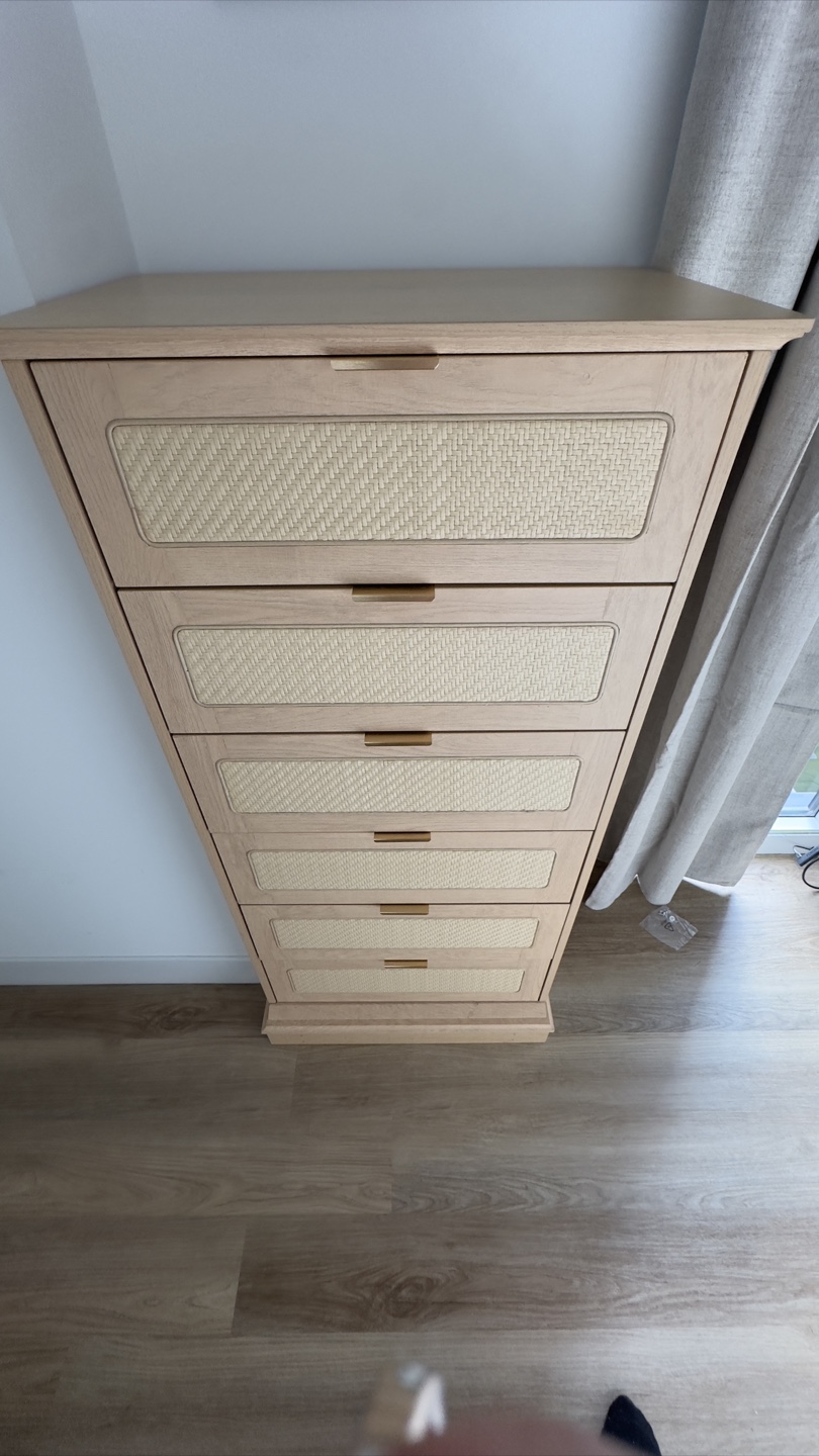 Wooden 5-Drawer Dresser with Woven Detail