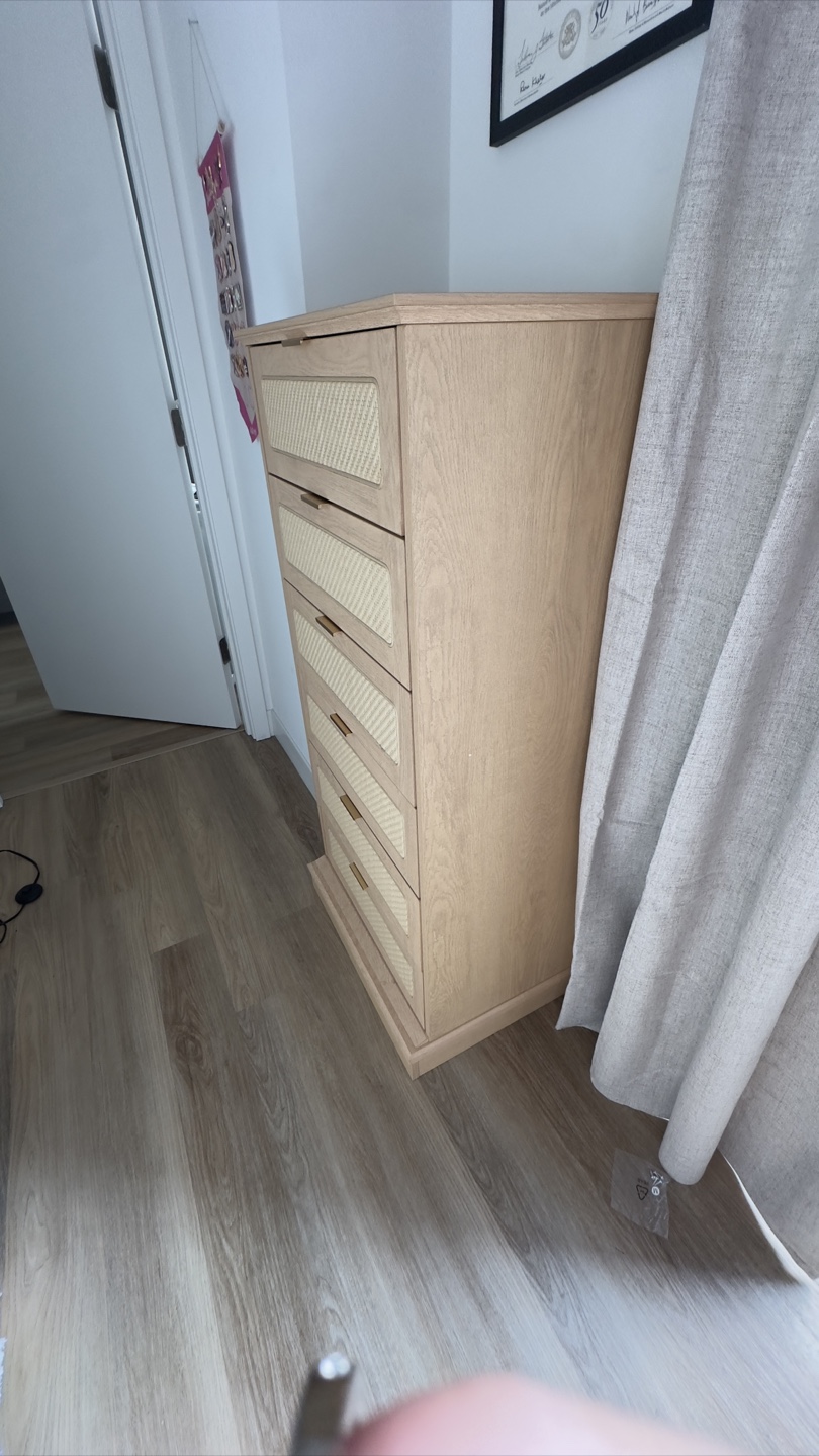 Wooden 5-Drawer Dresser with Woven Detail - photo 2