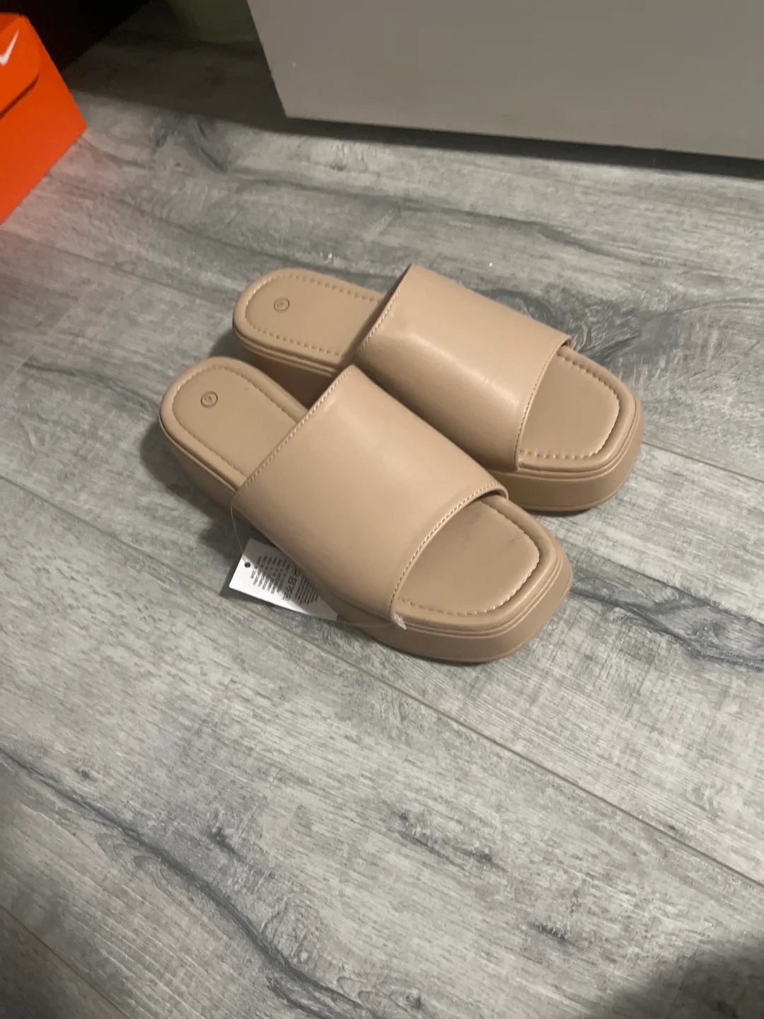 Beige Platform Slides - Size 9 thumbnail