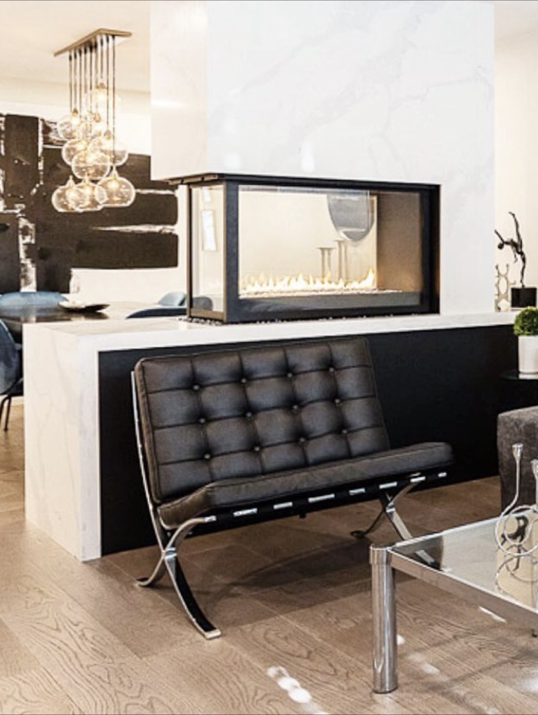 Barcelona style chair Black & Chrome