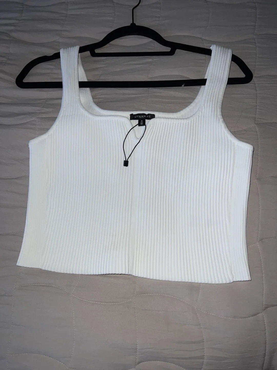 Dynamite White Ribbed Tank Top - Size M thumbnail