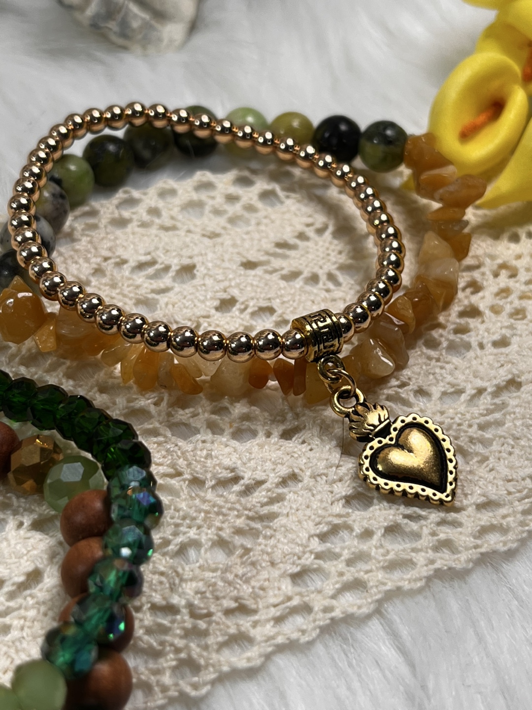 Anti-evil Eye Charm on Aventurine, Opal & Cedar Wood Bracelet - photo 5