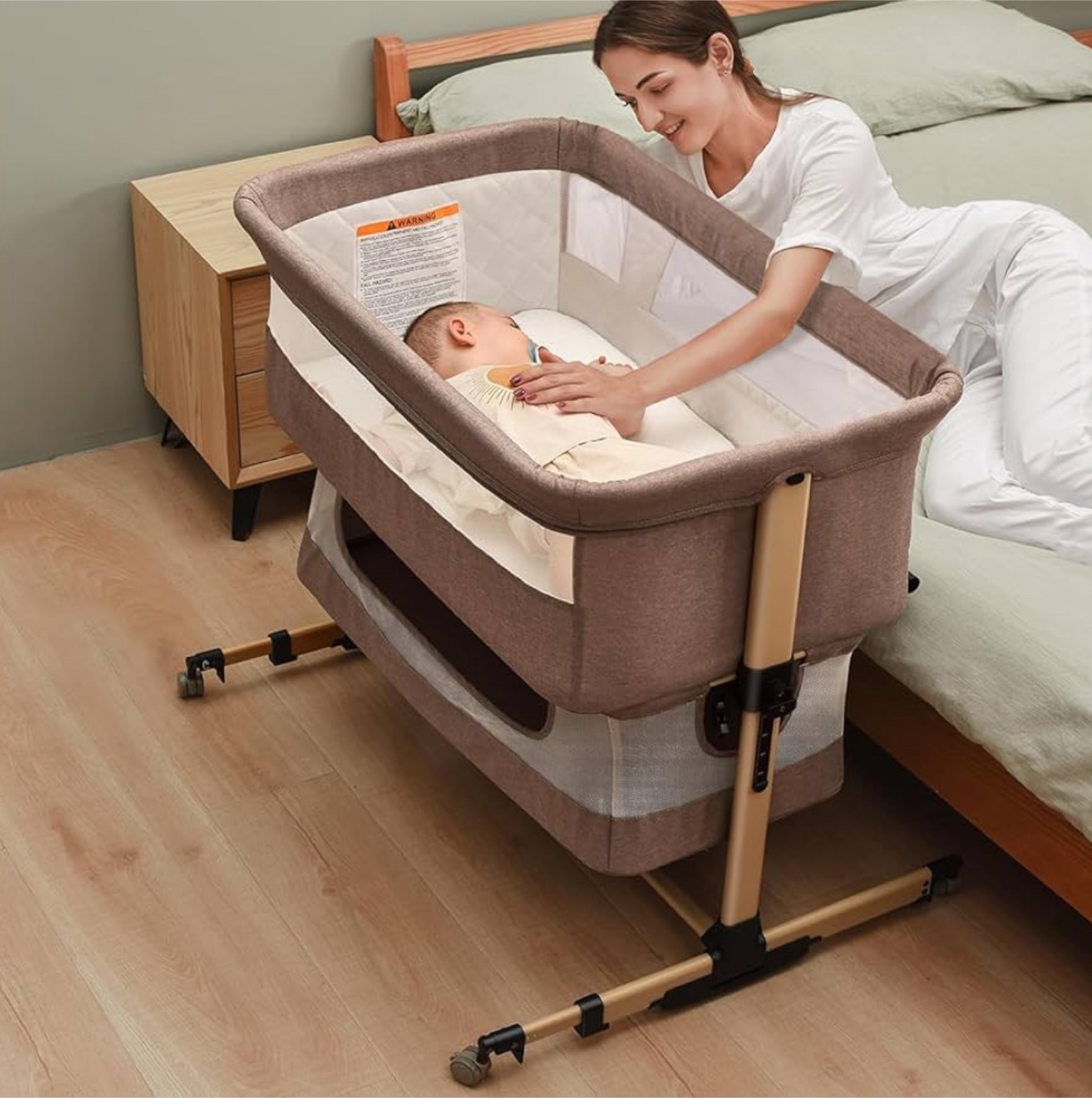 Brown Baby Bedside Bassinet