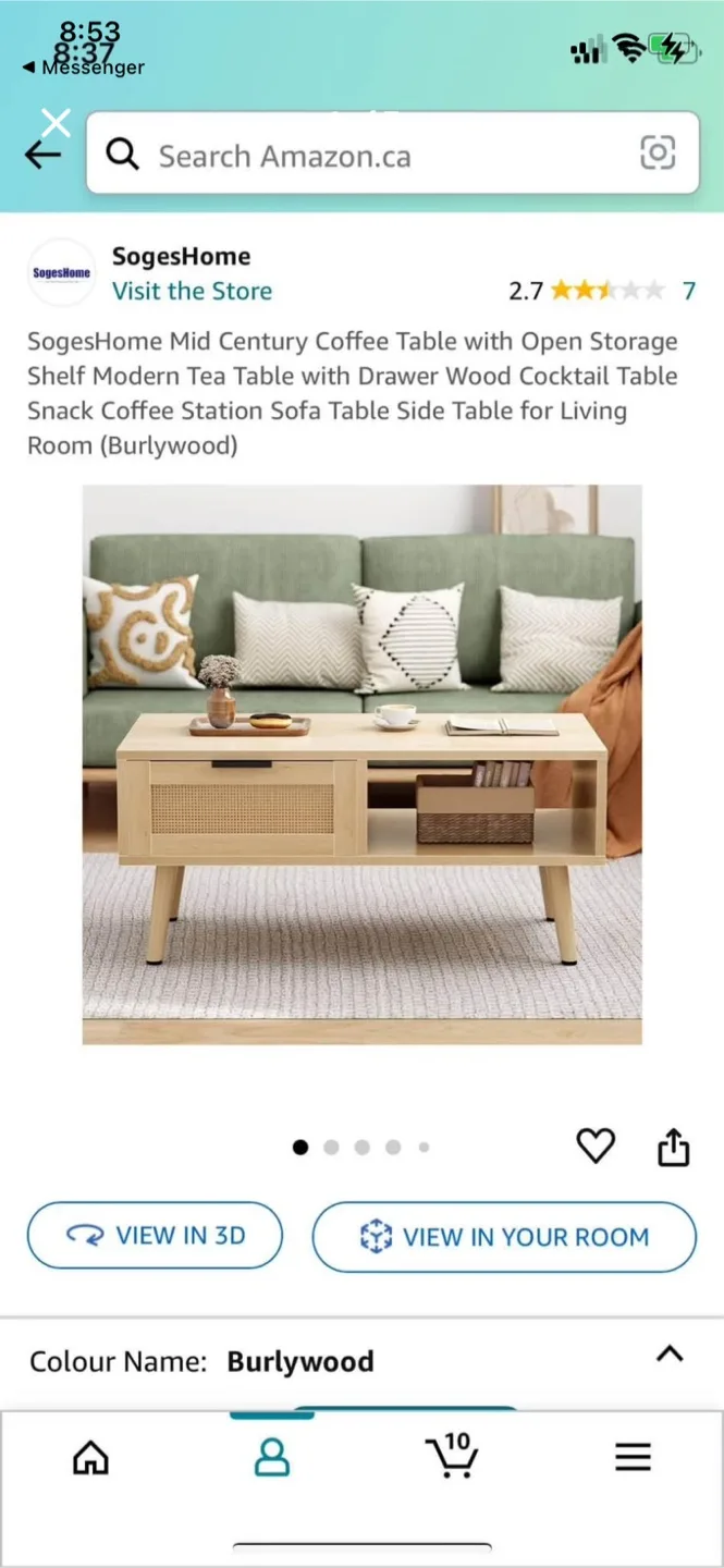 SogesHome Mid Century Coffee Table - Burlywood thumbnail