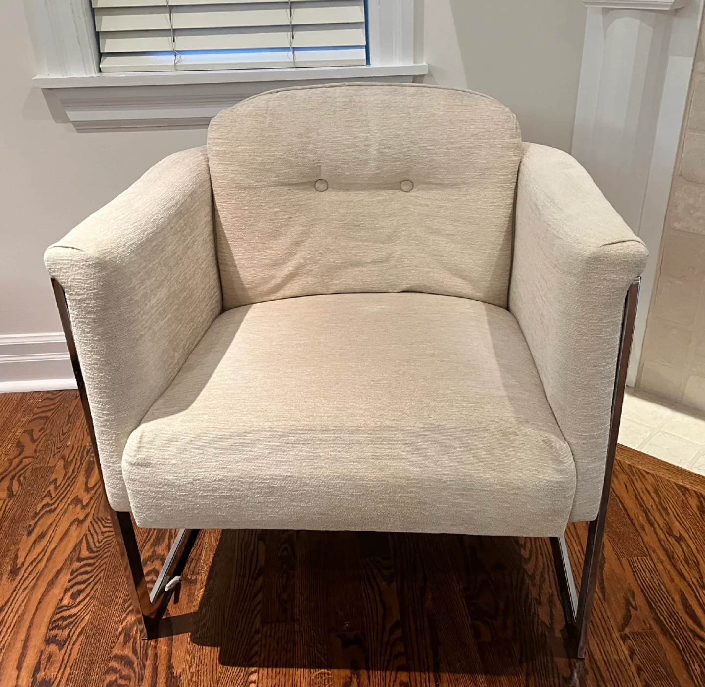 Cream Colour Accent Chair with Chrome Frame image indicator(5)