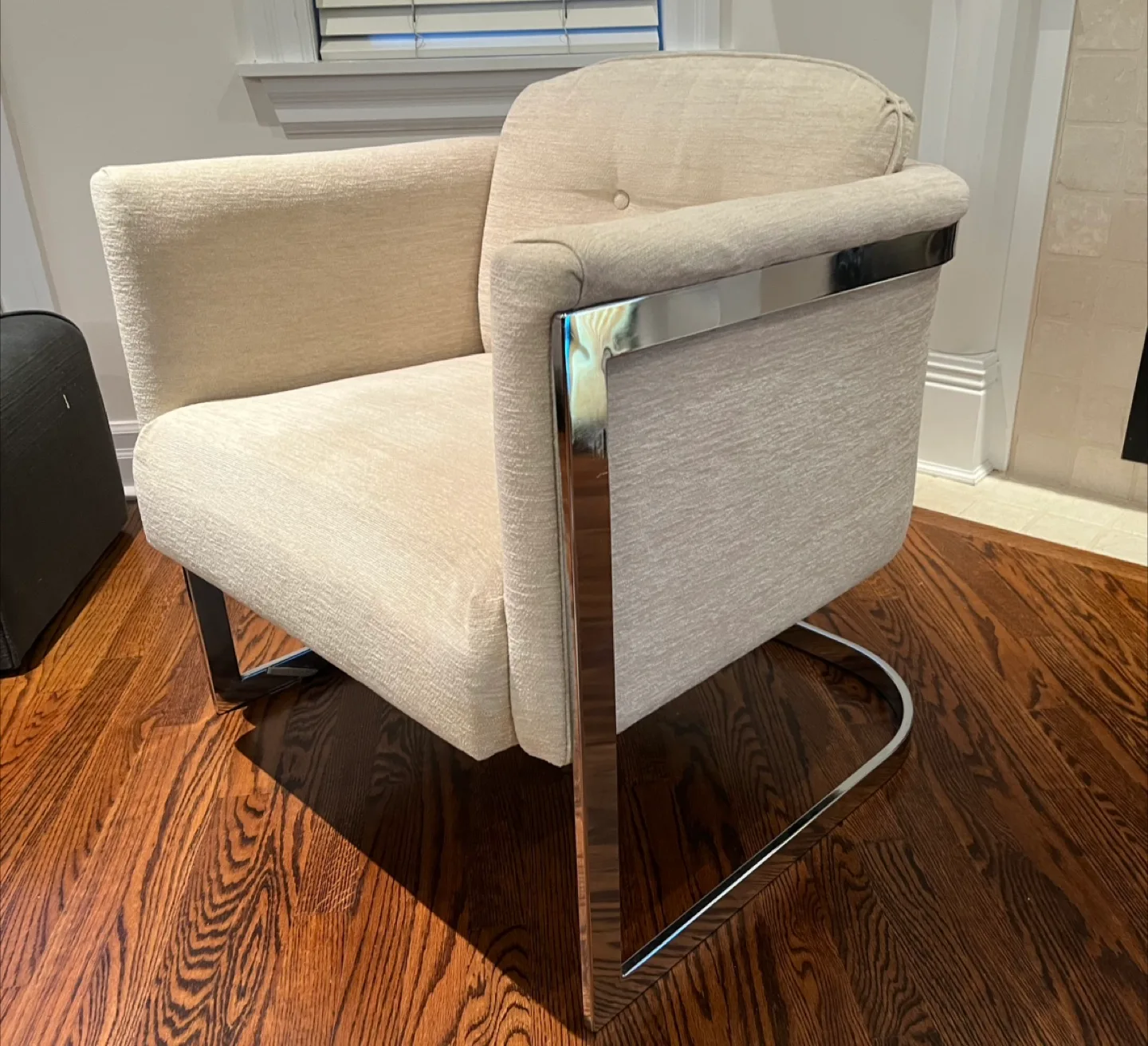 Cream Colour Accent Chair with Chrome Frame thumbnail