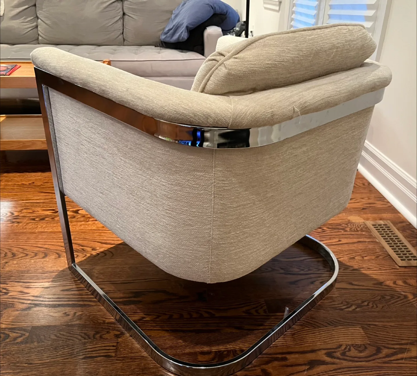 Cream Colour Accent Chair with Chrome Frame image indicator(2)