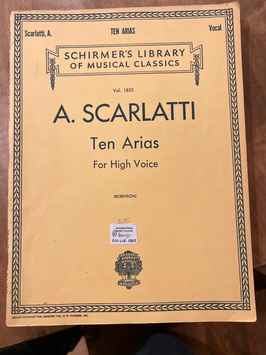 Schirmer's Library of Musical Classics - Vocal Scores image indicator(3)