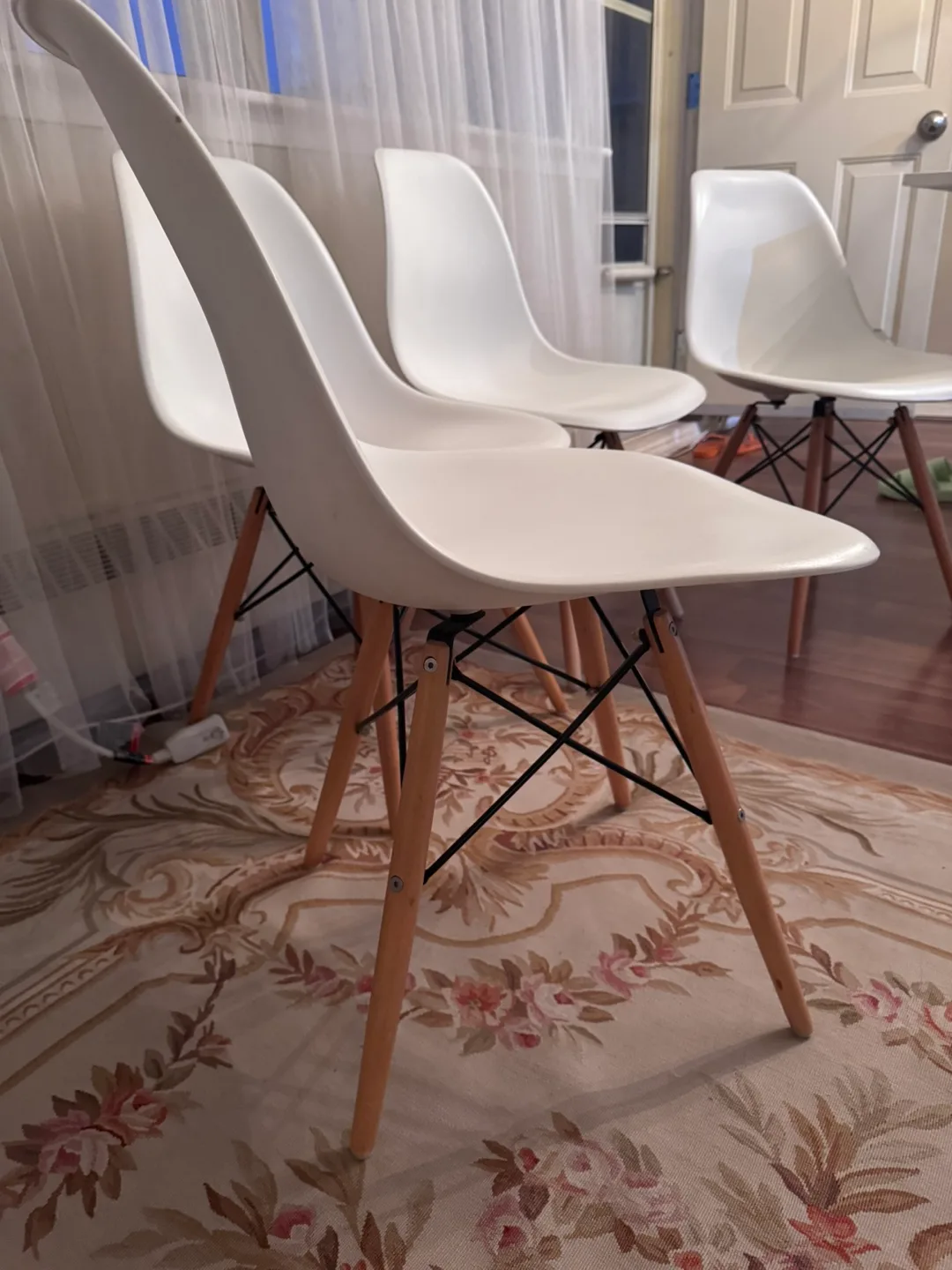 White Mid-Century Modern Dining Chairs image indicator(2)