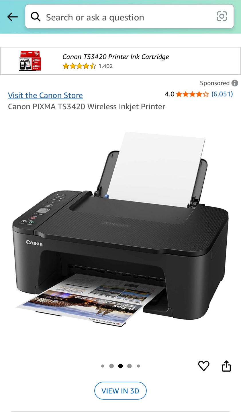 Canon PIXMA TS3420 Wireless Inkjet Printer+new inks+sheets - photo 2