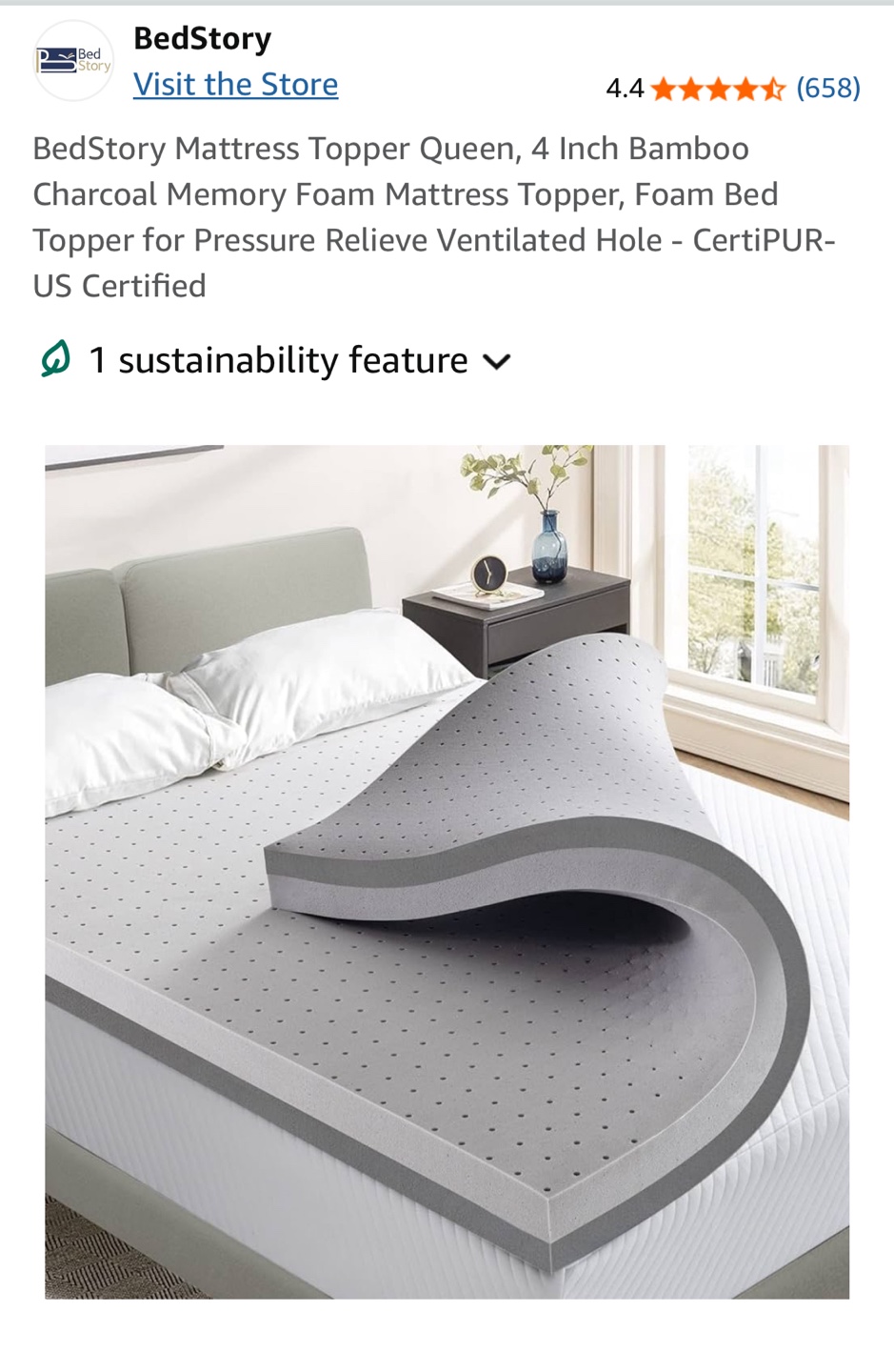 BedStory Queen 4-Inch Mattress Topper