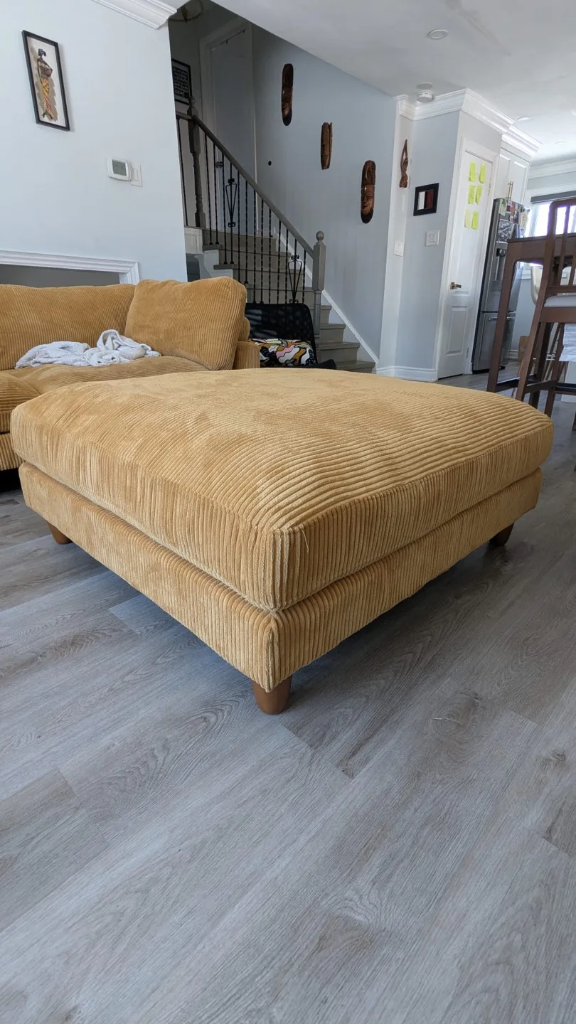 Corduroy Ottoman - Mustard Yellow thumbnail