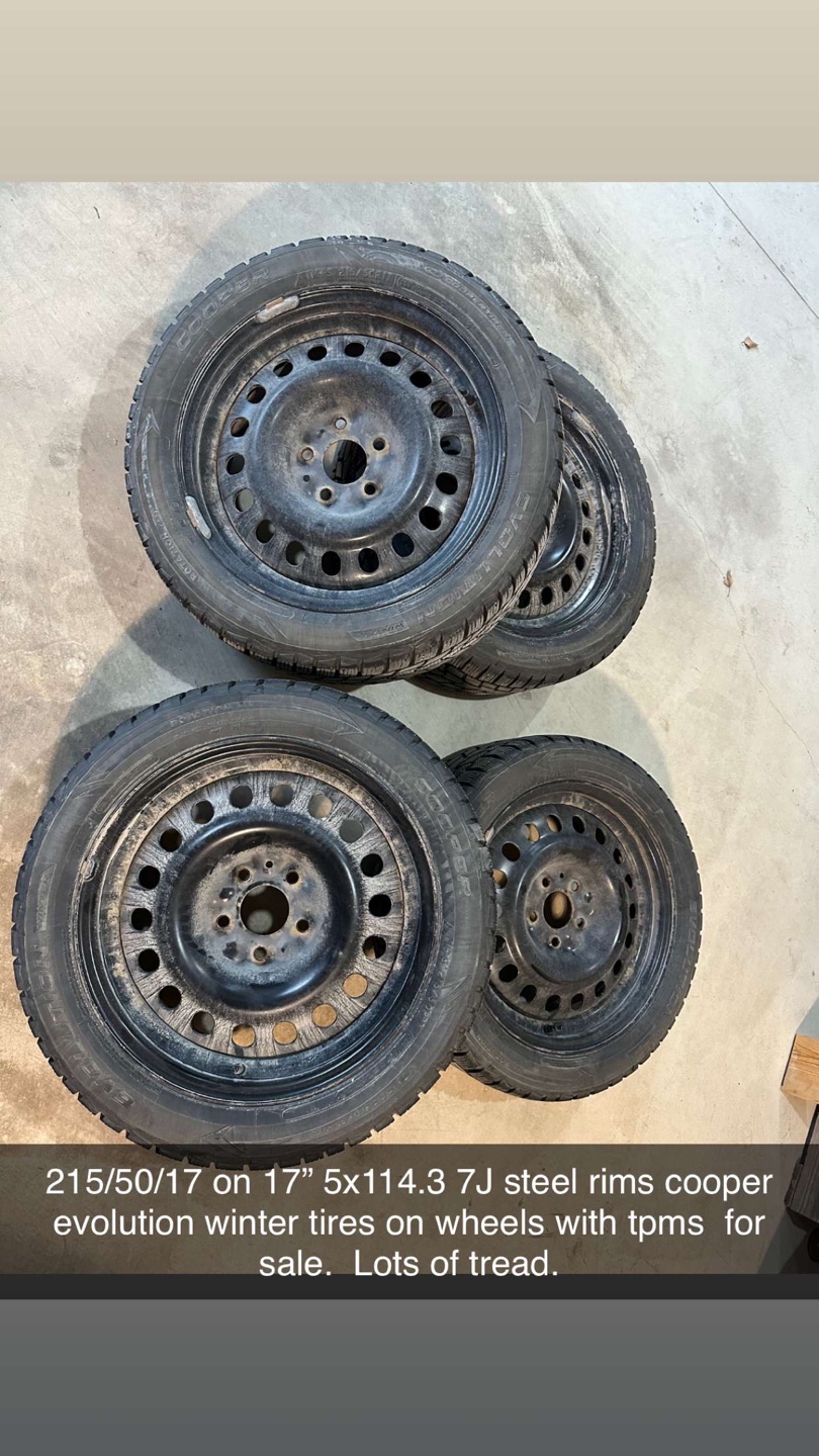 215/50R17- 5X114.3 7J Cooper Evolution Winter tires/wheels