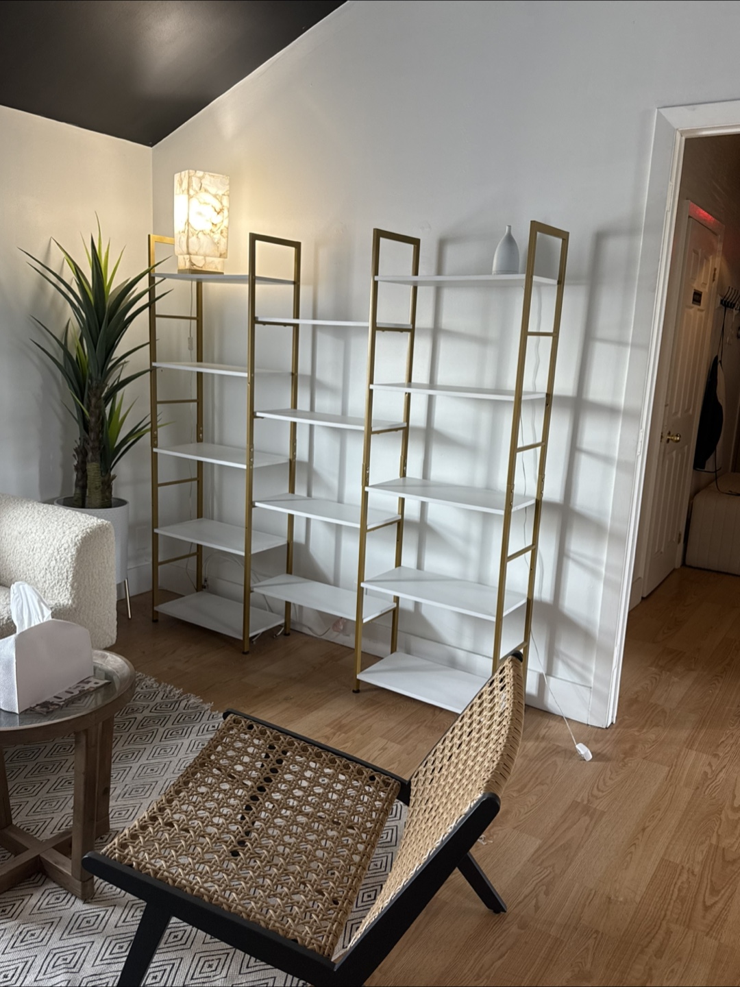 Gold & White Bookshelf