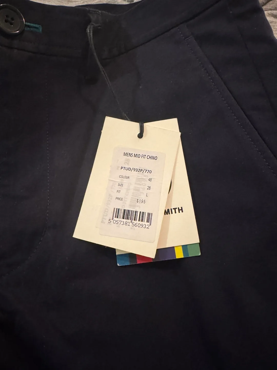 Paul Smith Mens Mid Fit Chino - Size 28, Navy image indicator(2)