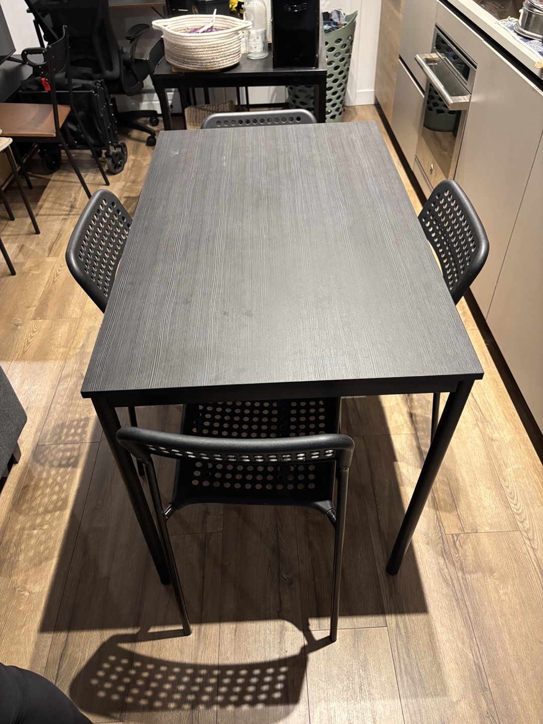 Black Dining Table with 4 Chairs