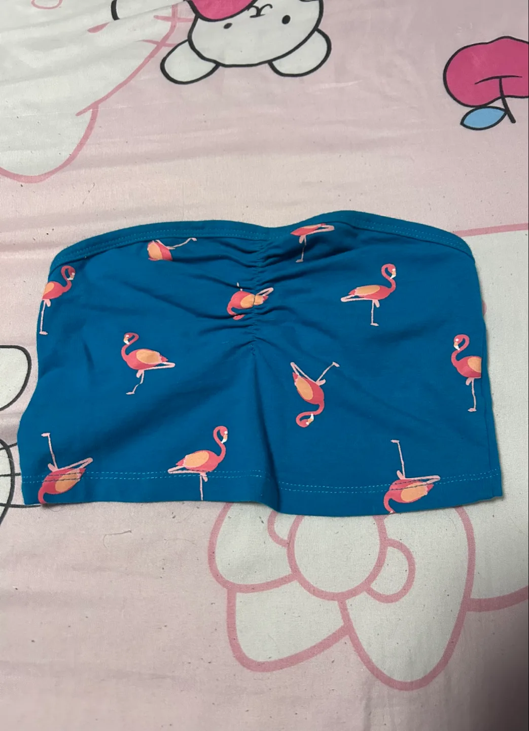 Blue Flamingo Print Tube Top thumbnail