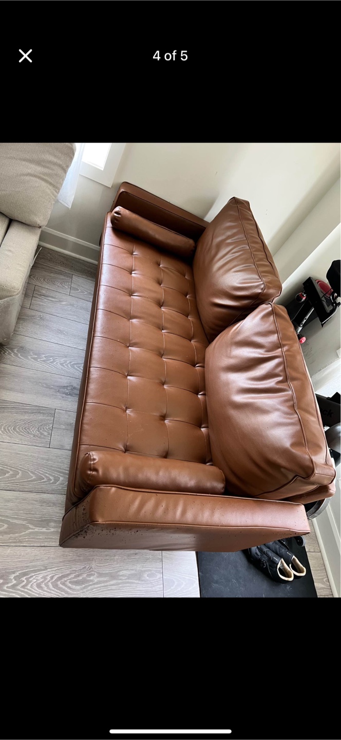 Vintage Brown Leather Sofa - photo 2