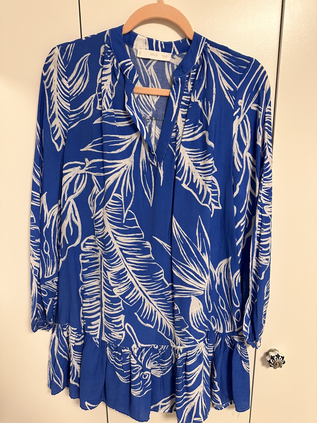 MNG Blue Floral Print Dress - Size XS