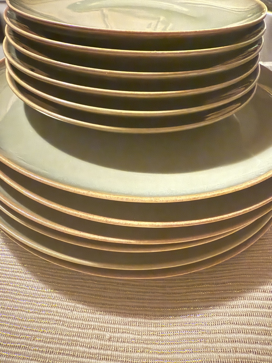 Set of 12Green Dinner Plates