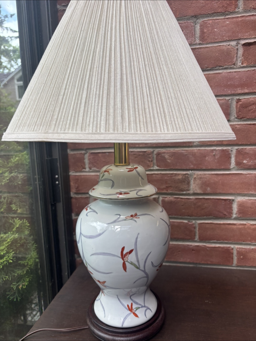Pleated Lamp with Floral Base