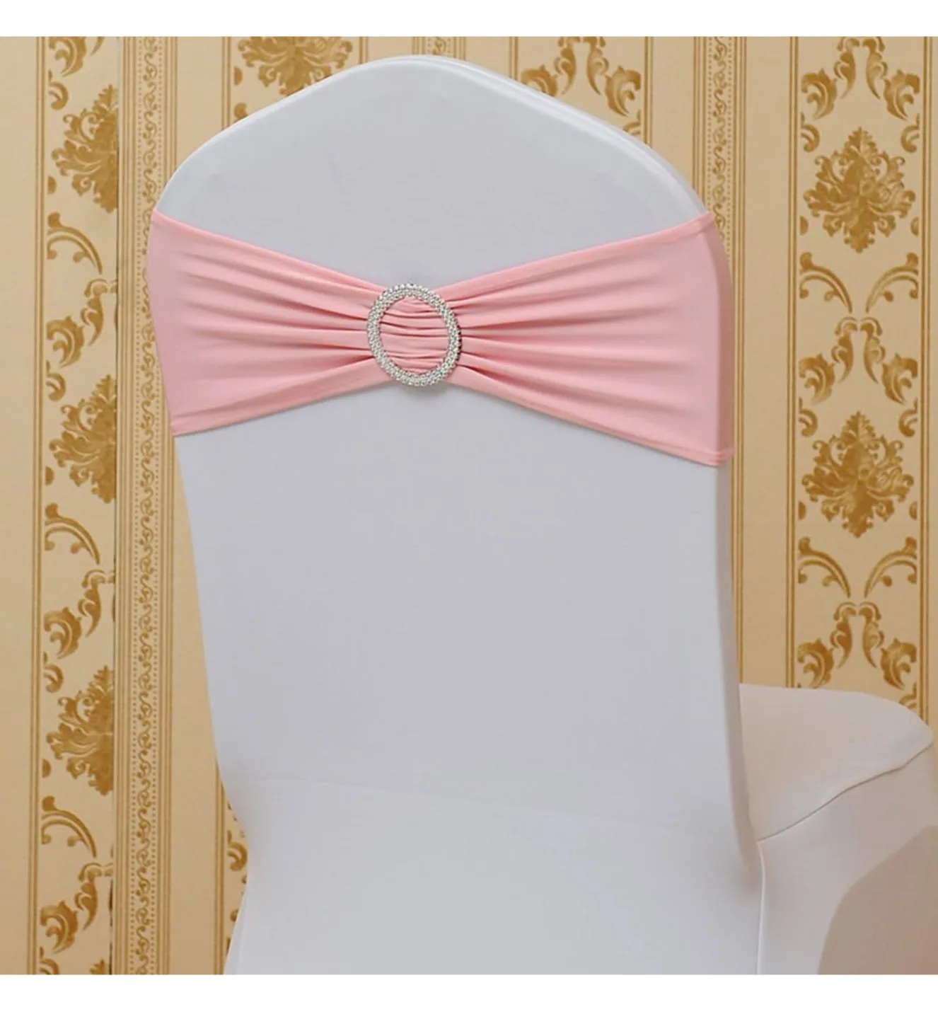 50PCS Spandex Chair Sashes Bows Elastic Chair Bands With Buckle thumbnail