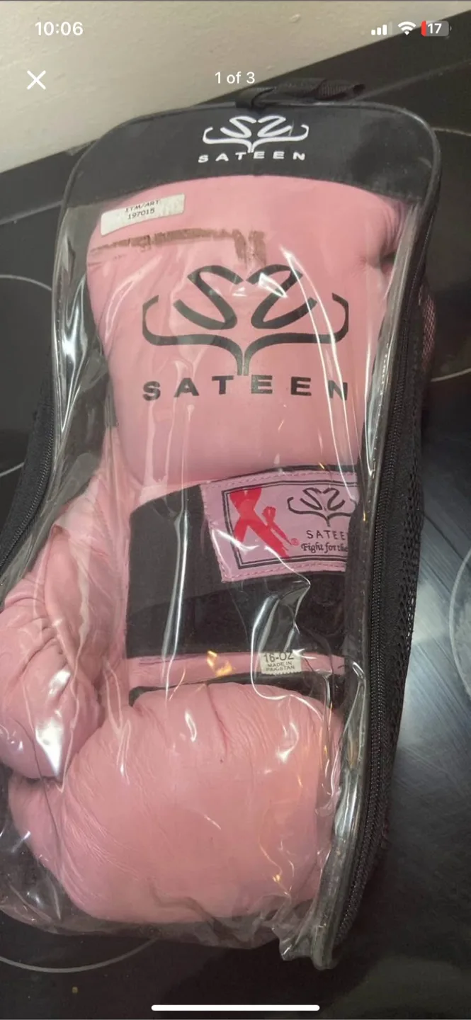 Sateen Pink Boxing Gloves 16-OZ image indicator(3)