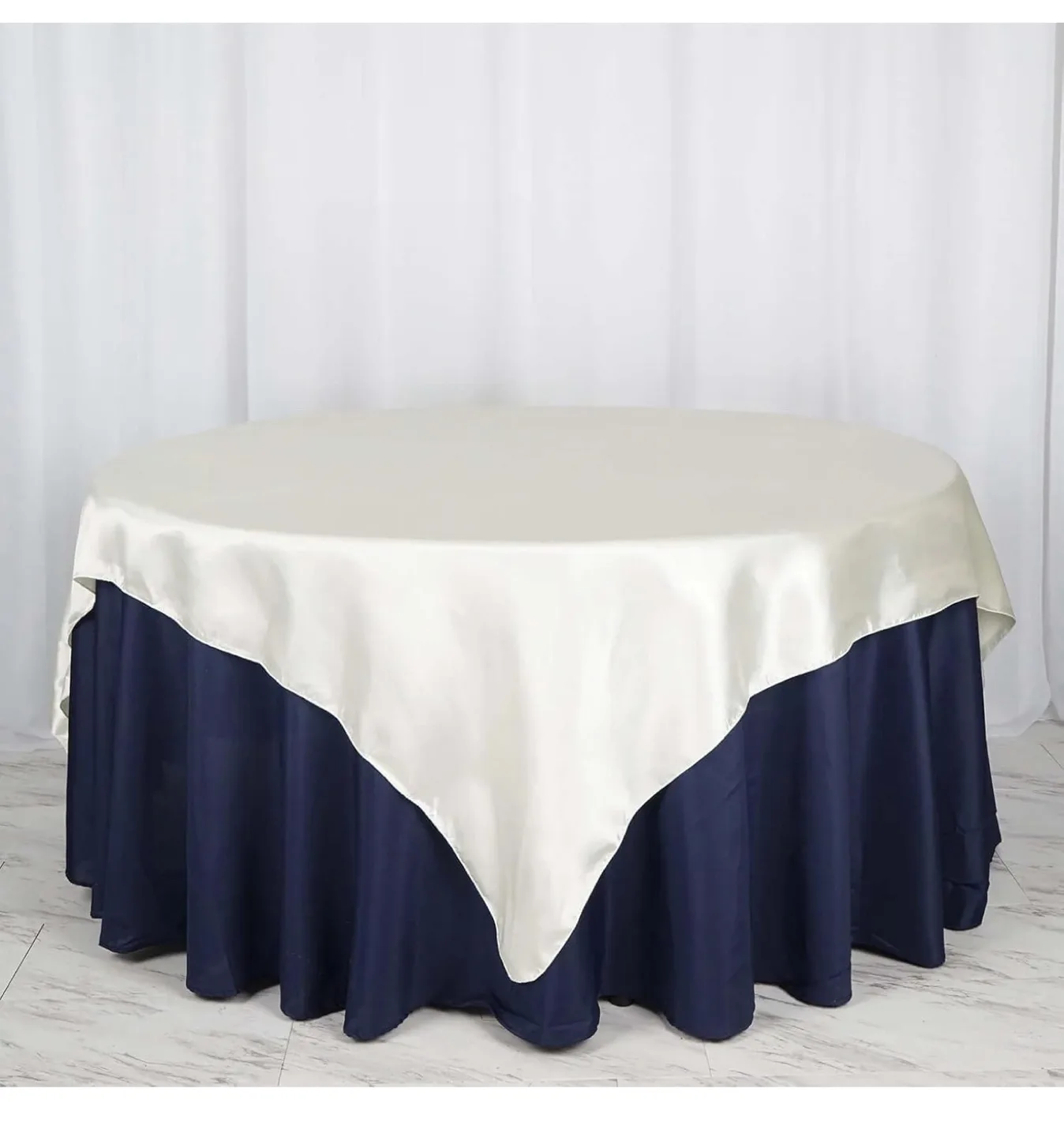 60" Satin Square Tablecloth Overlay for Wedding Catering Party thumbnail