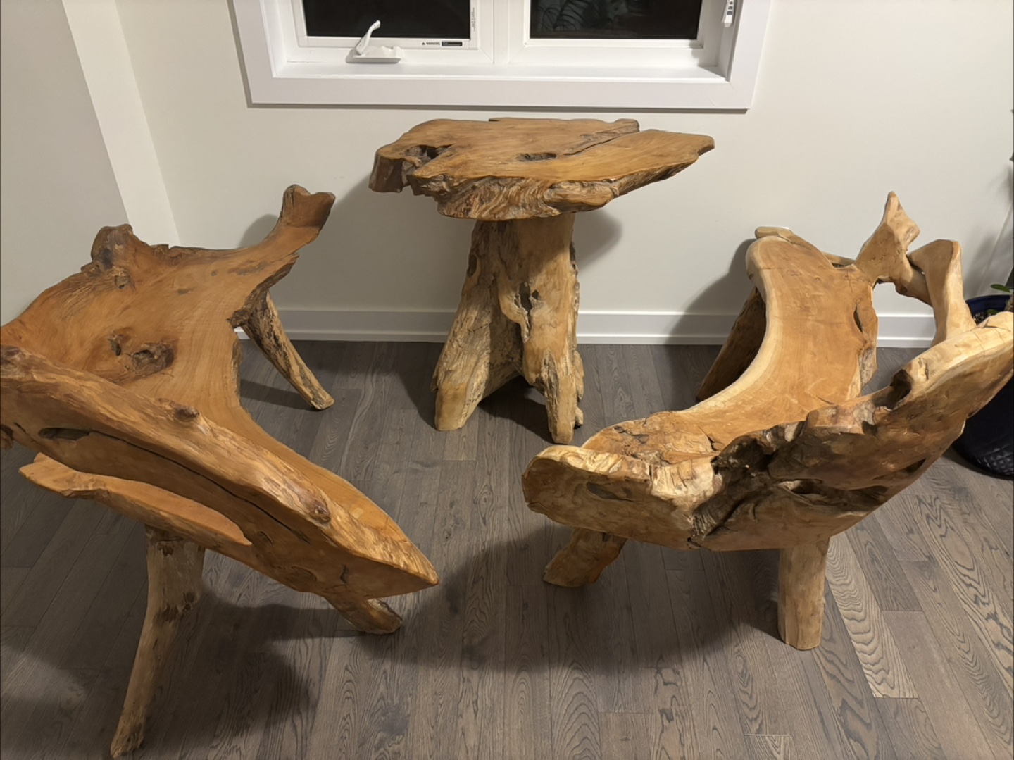 Unique Teak Root Stool & Table Set - photo 2