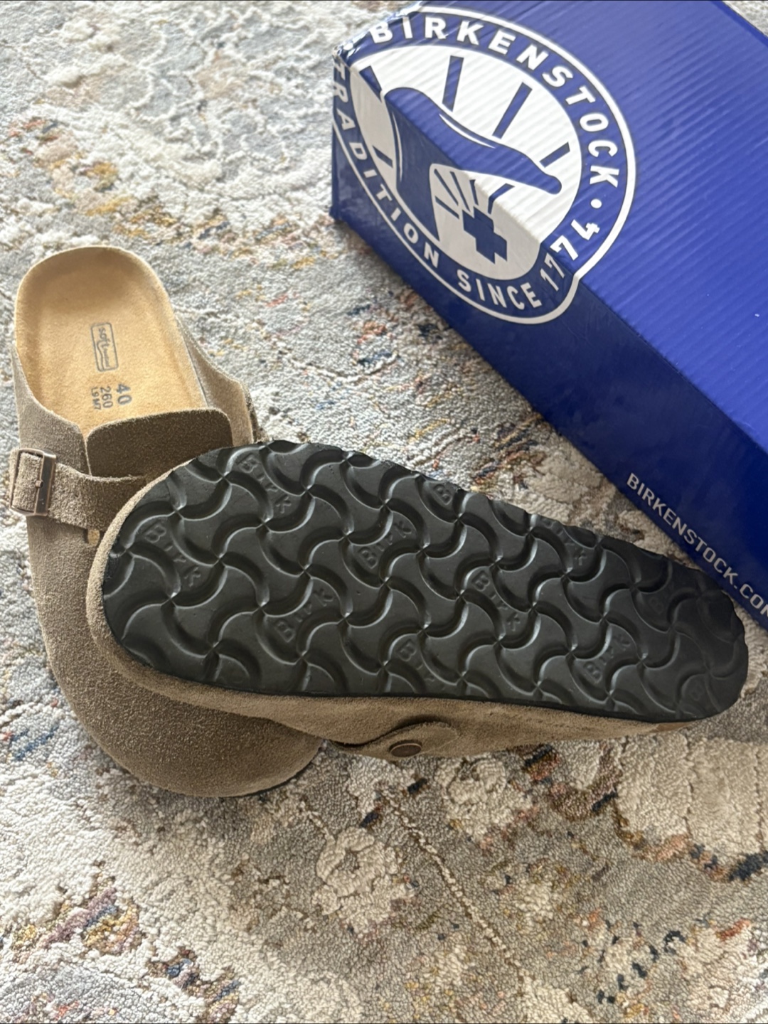 Birkenstock Boston Soft Footbed  Suede Taupe, Size 9W - photo 2