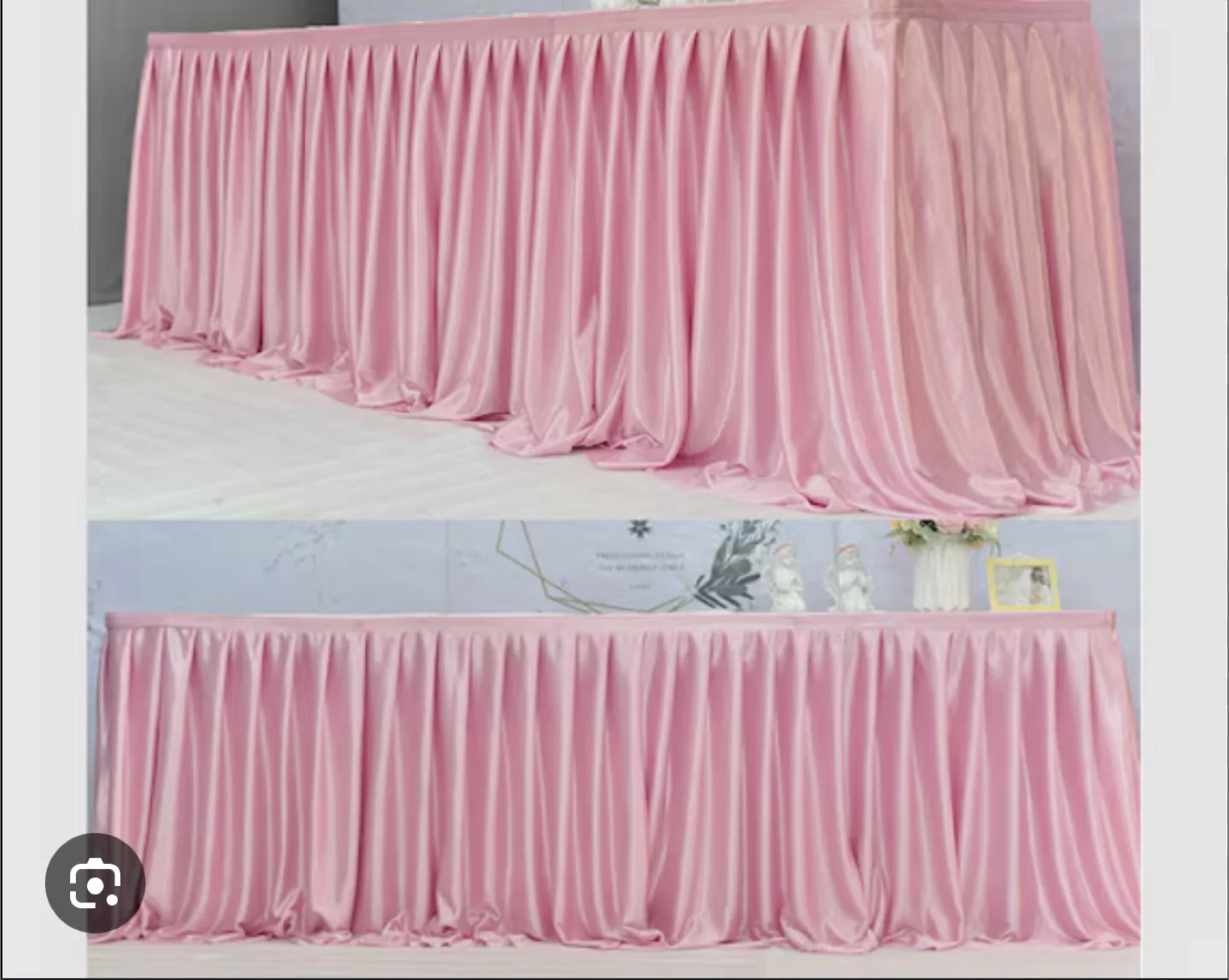[New] Blush Satin Table Skirt for Party Decorations Events 14ft thumbnail