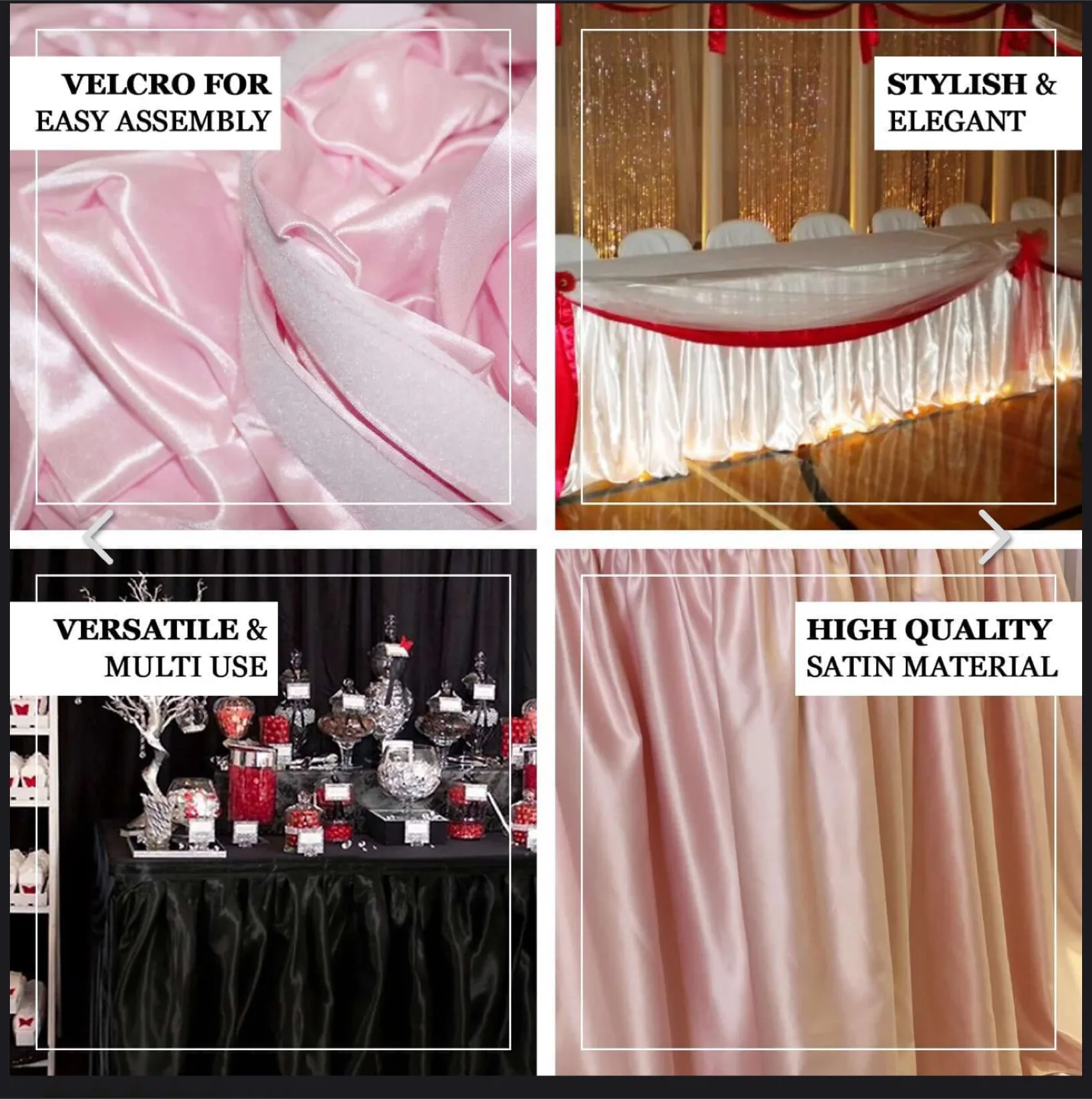 [New] Blush Satin Table Skirt for Party Decorations Events 14ft image indicator(3)