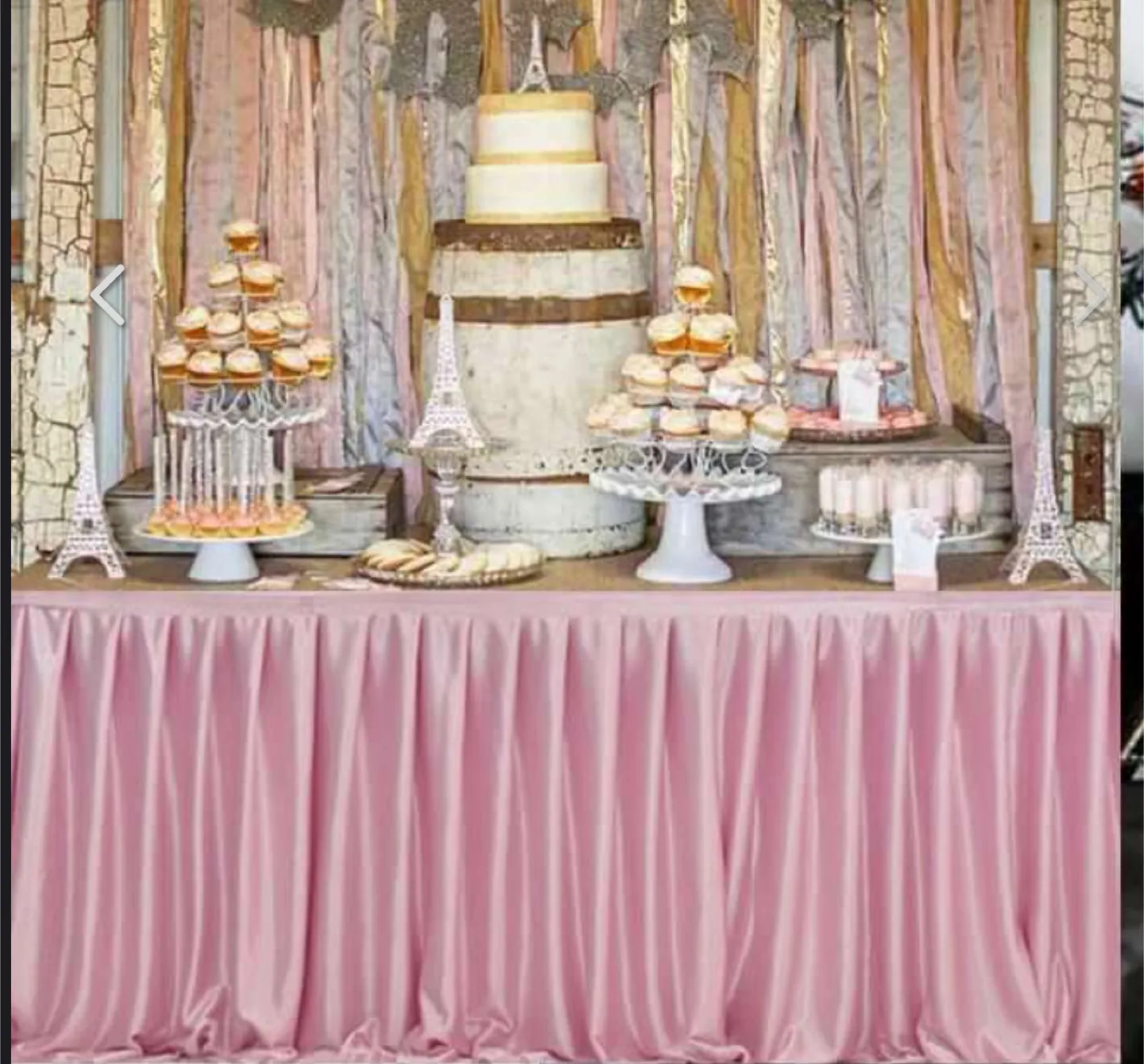 [New] Blush Satin Table Skirt for Party Decorations Events 14ft image indicator(2)