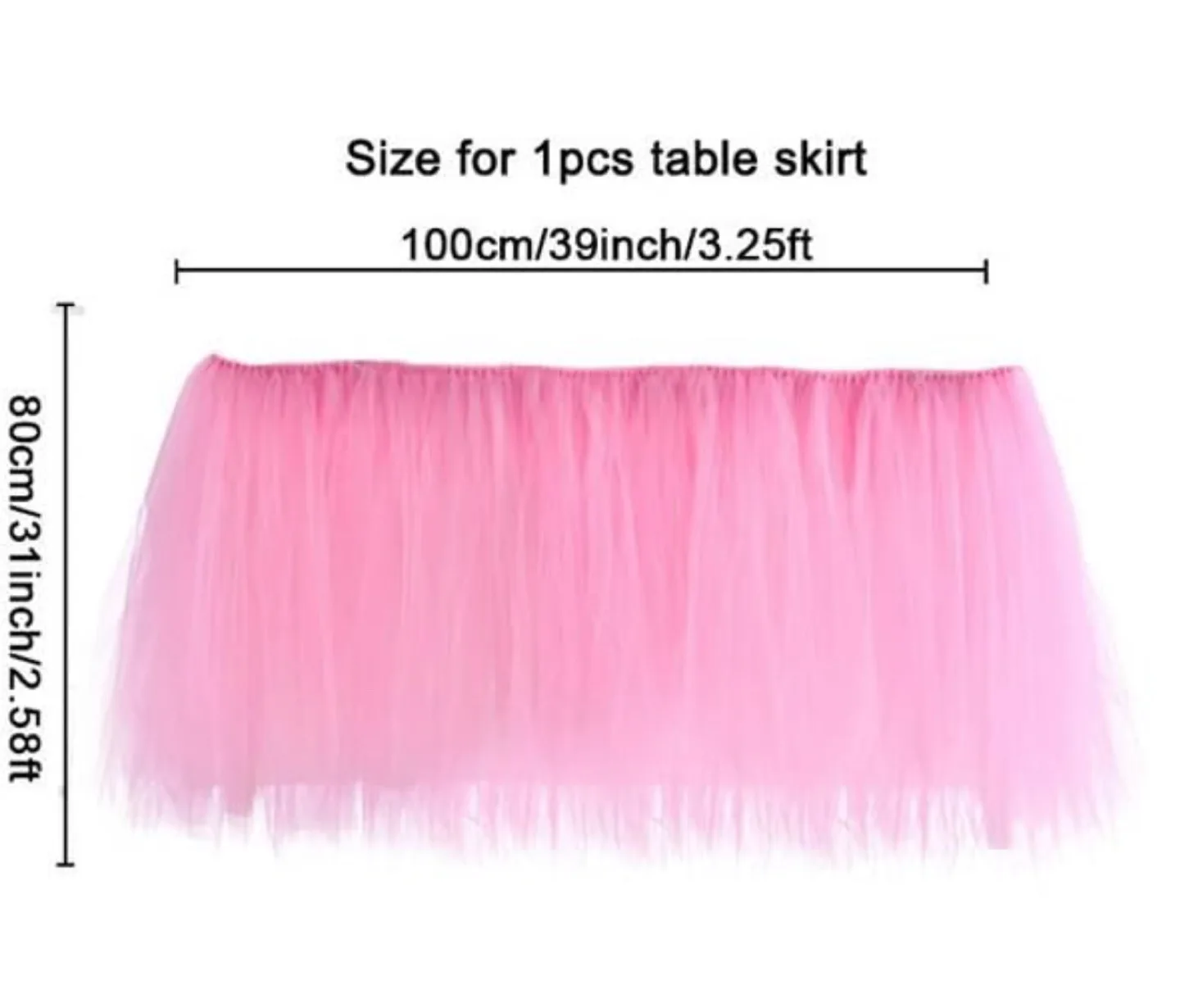 [New] 3ft Pink Tulle Table Skirt (31* 36 inch)-2 pack thumbnail
