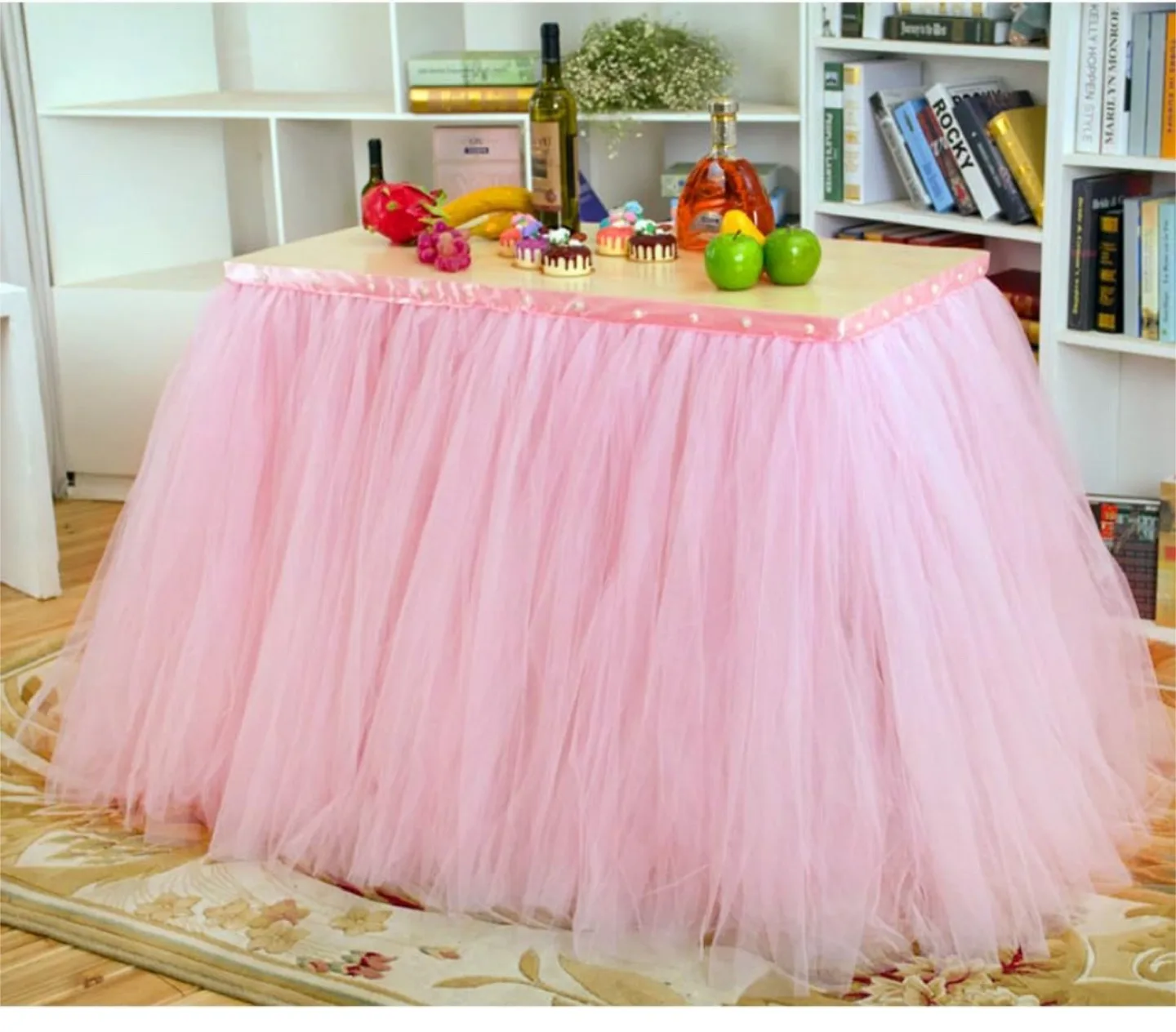 [New] 3ft Pink Tulle Table Skirt (31* 36 inch)-2 pack image indicator(2)
