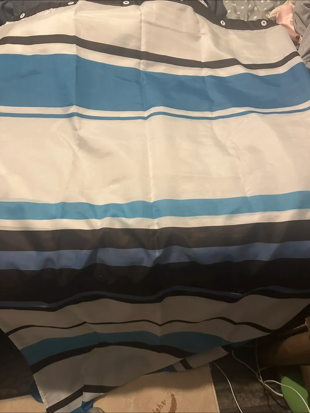 Striped Shower Curtain - Blue, White, brown thumbnail