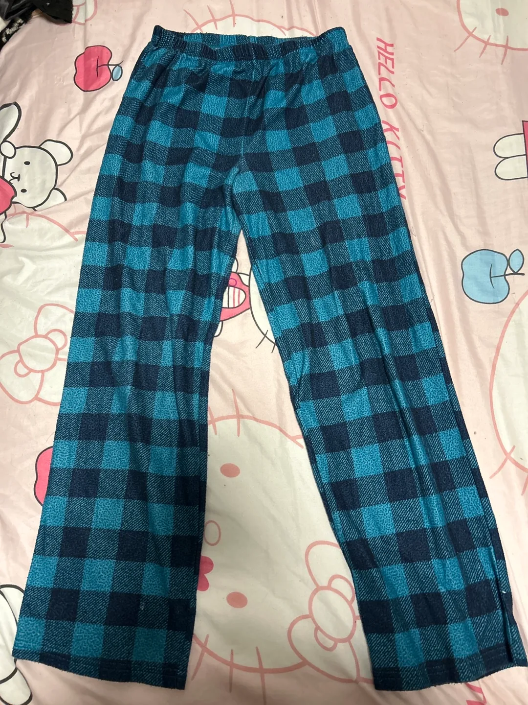 Blue Plaid Pajama Pants Small thumbnail