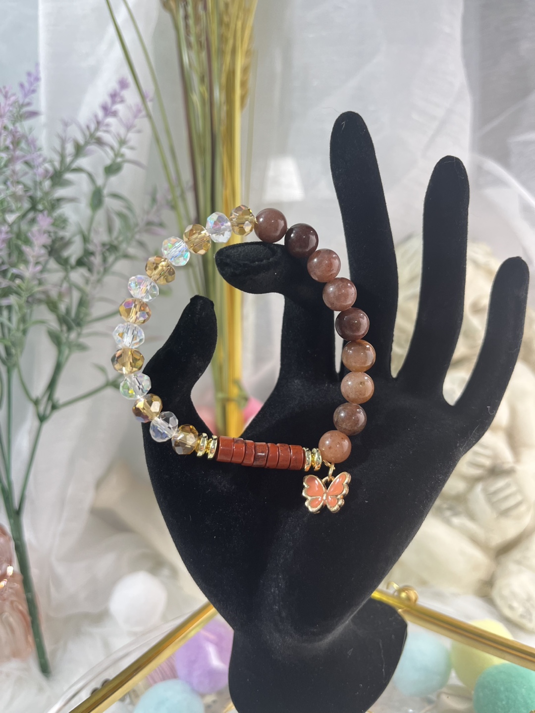 Butterfly on Purple Aventurine and Heishi Bead Bracelet - photo 2