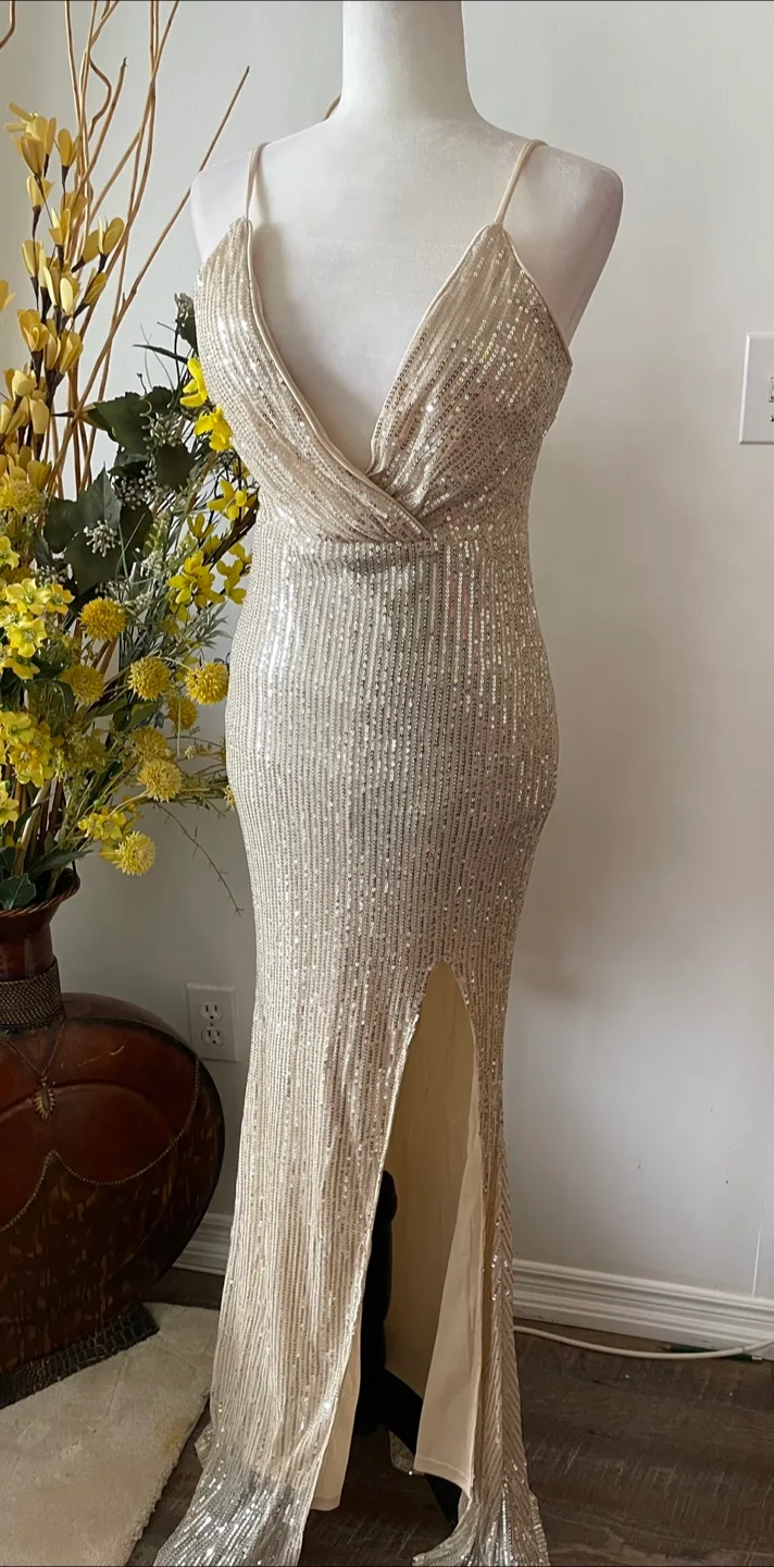Sequin Evening Gown - Champagne Colour thumbnail