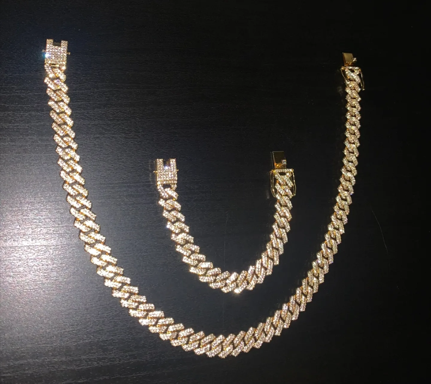 Real 14kt Gold Cuban Link And Bracelet Set thumbnail