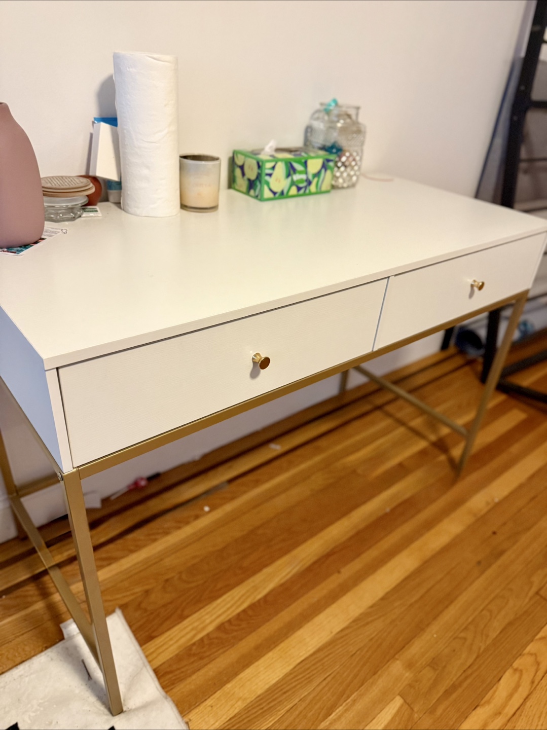 White & Gold Accent Desk