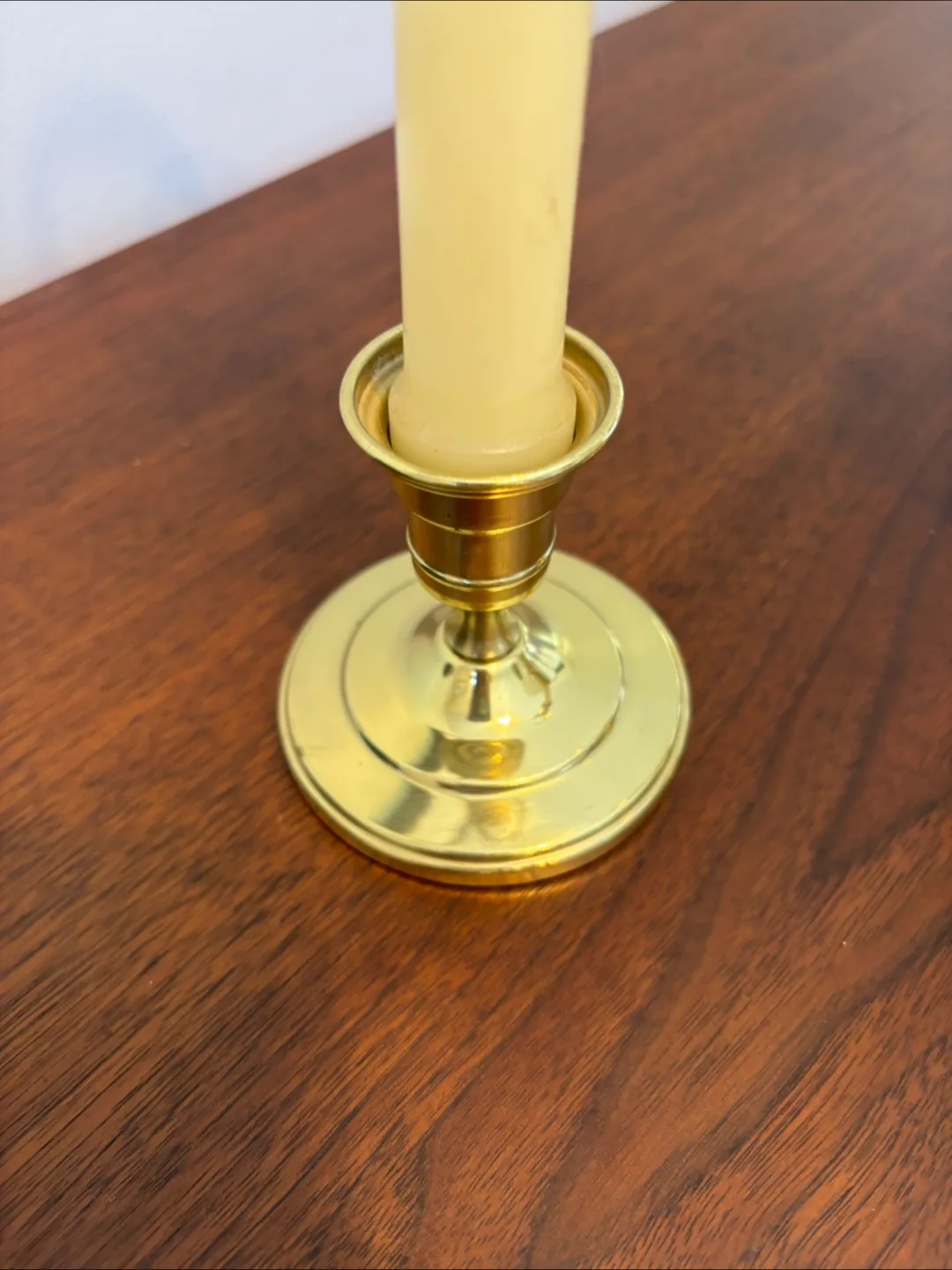 Pair of Brass Colonial Candle Lamps with Black Shades image indicator(9)